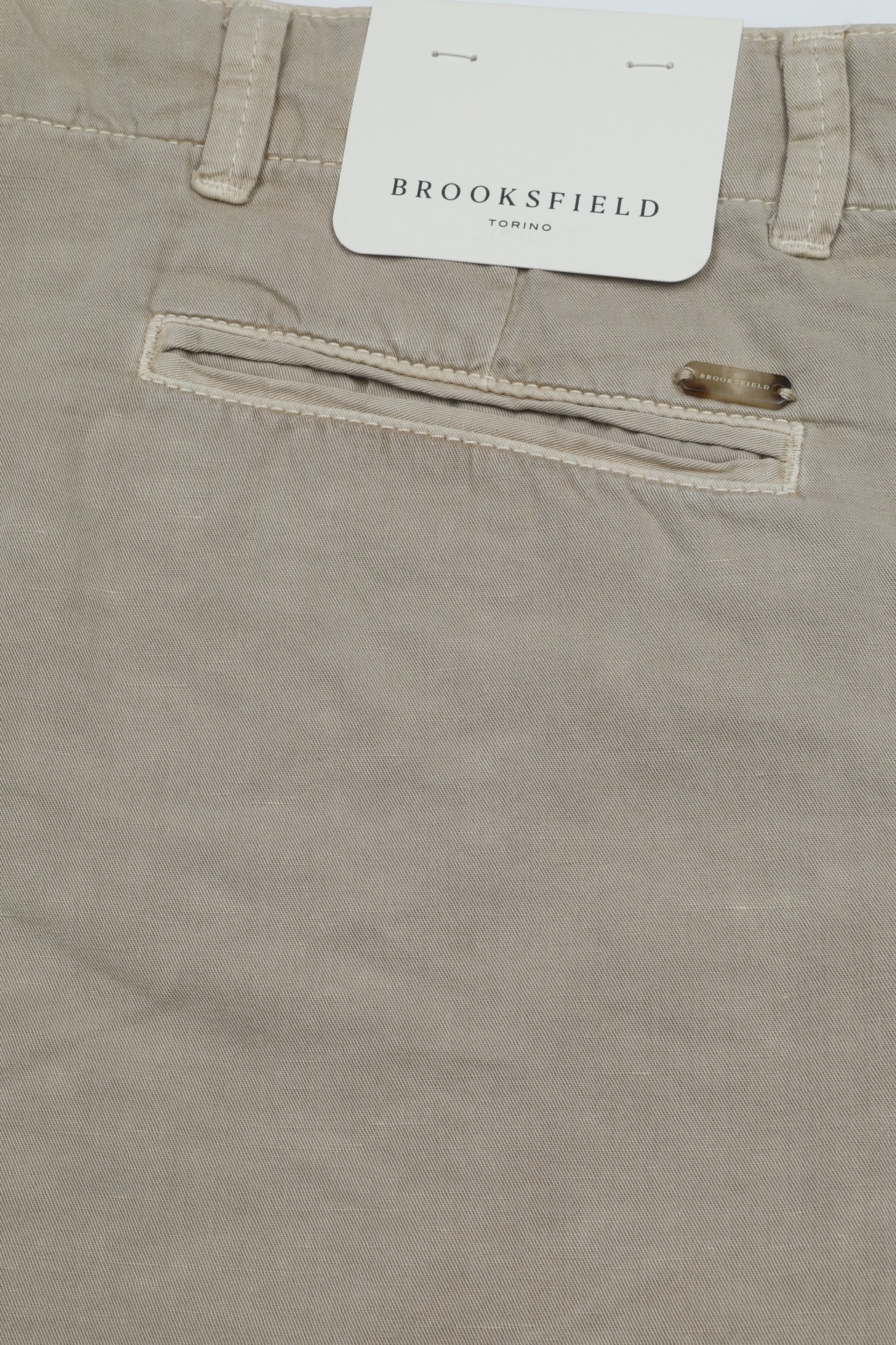 UOMO-BERMUDA FATIGUE TESSUTO TWILL COTONE LINO FIAMMATO, TINTO CAPO - Soft kaki