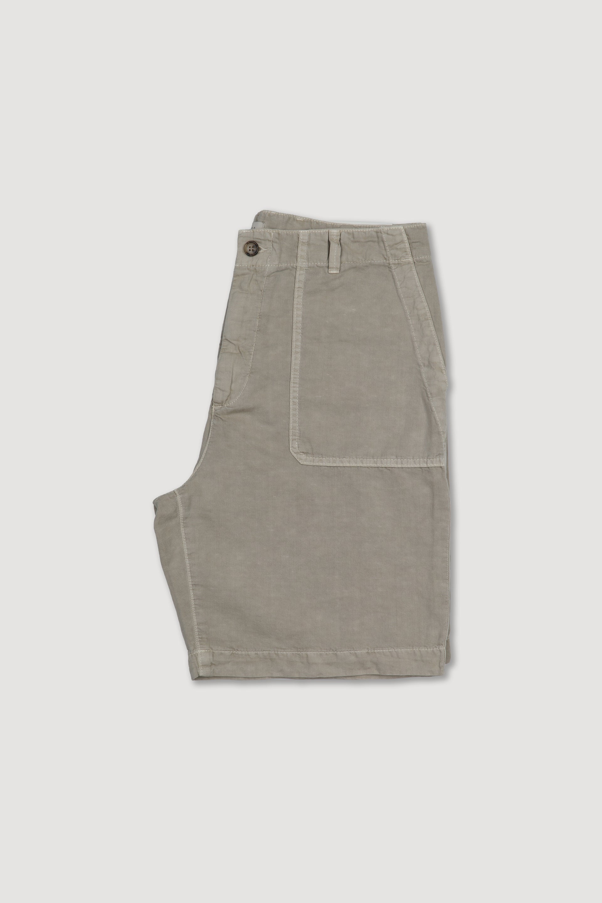 UOMO-BERMUDA FATIGUE TESSUTO TWILL COTONE LINO FIAMMATO, TINTO CAPO - Soft kaki