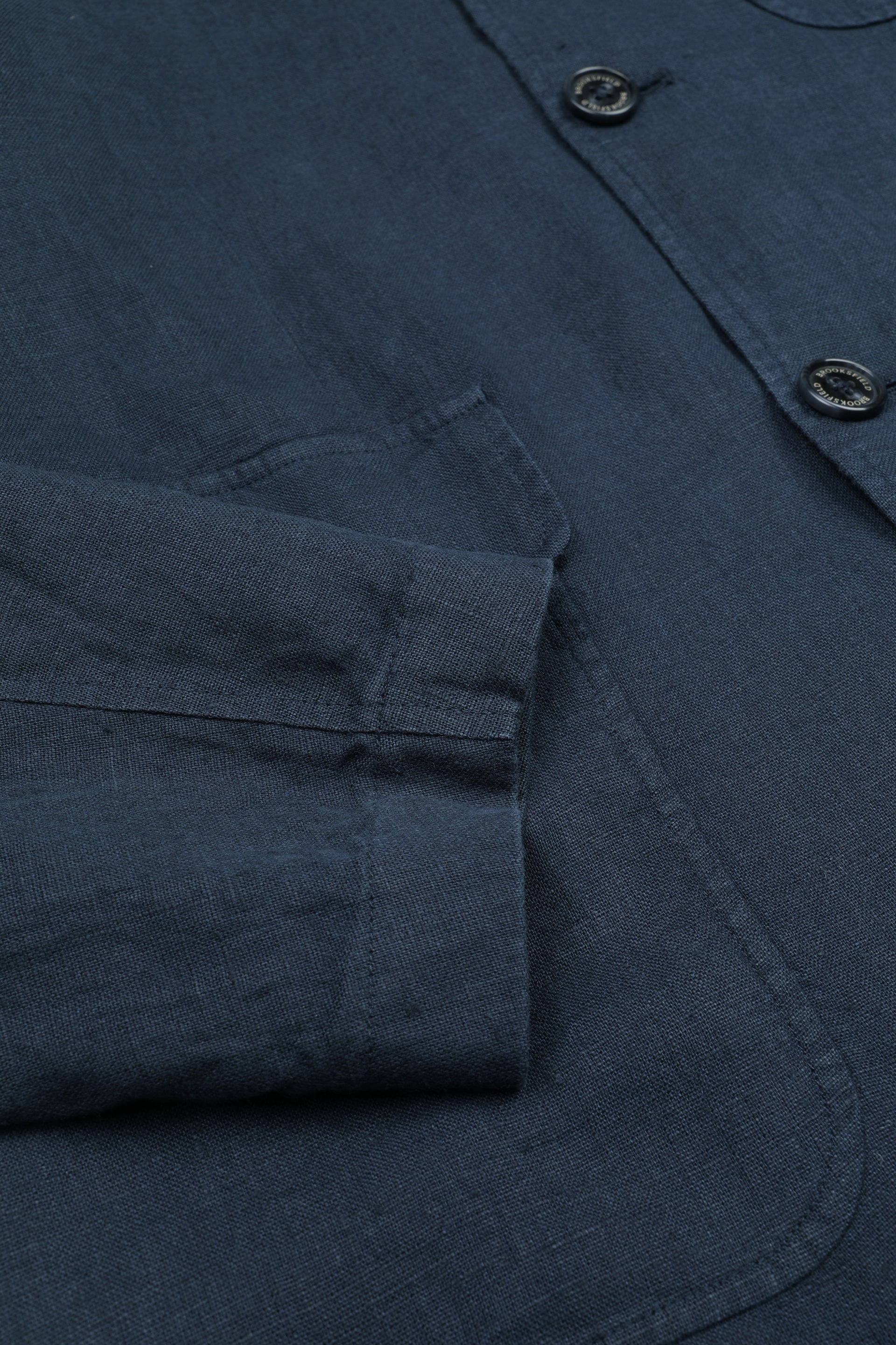 UOMO- GIACCA WORK CON BOTTONI, TESSUTO LINO TINTO PEZZA, CORPO SFODERATO, MANICA FODERATA, LAVATA - Blu notte