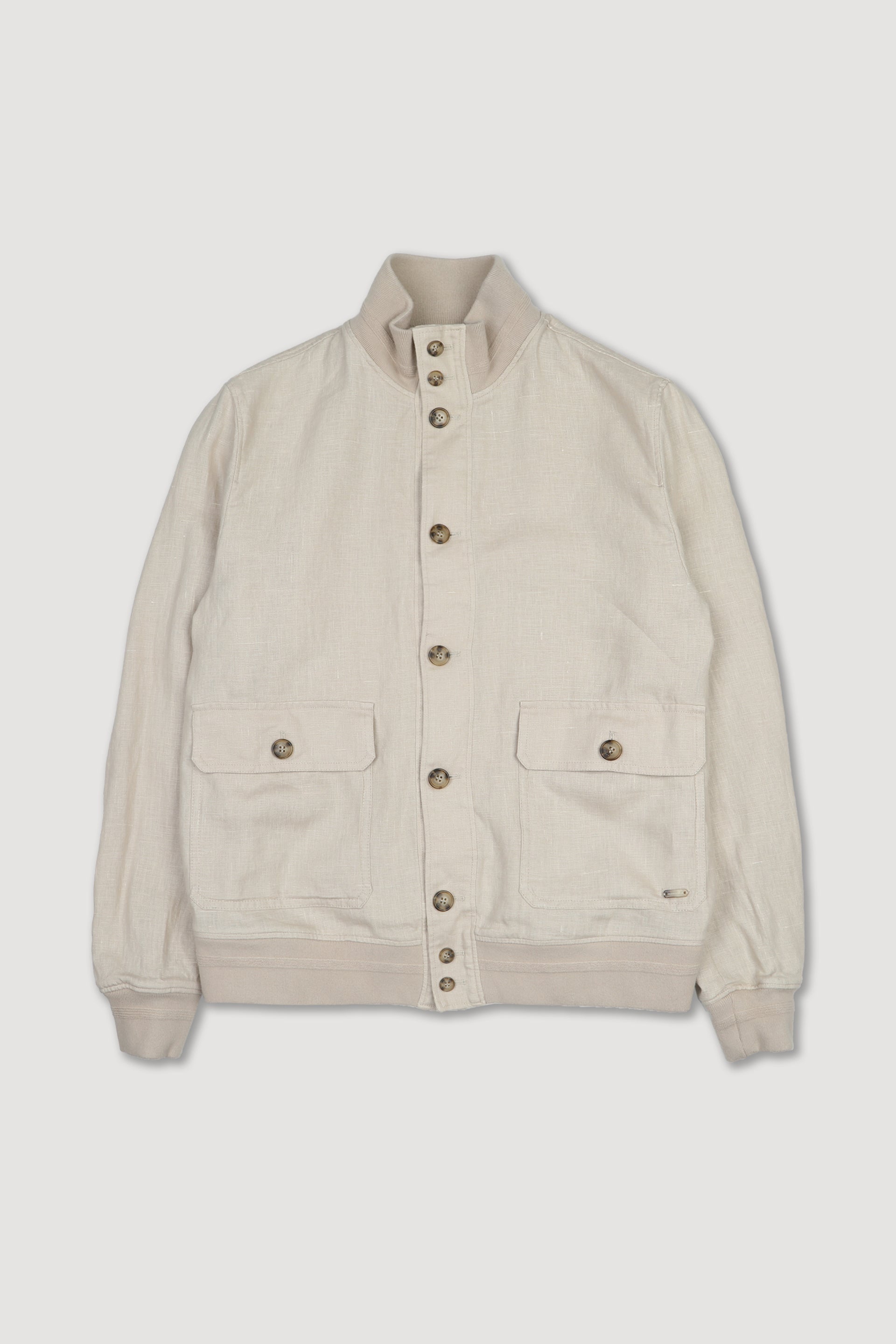 Giubbotto bomber in lino sfoderato. Beige - Frumento