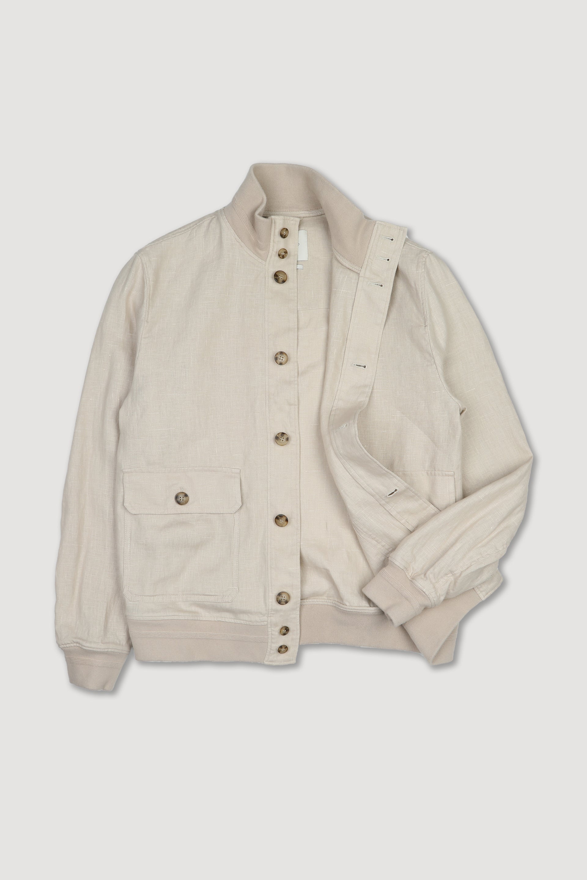Giubbotto bomber in lino sfoderato. Beige - Frumento