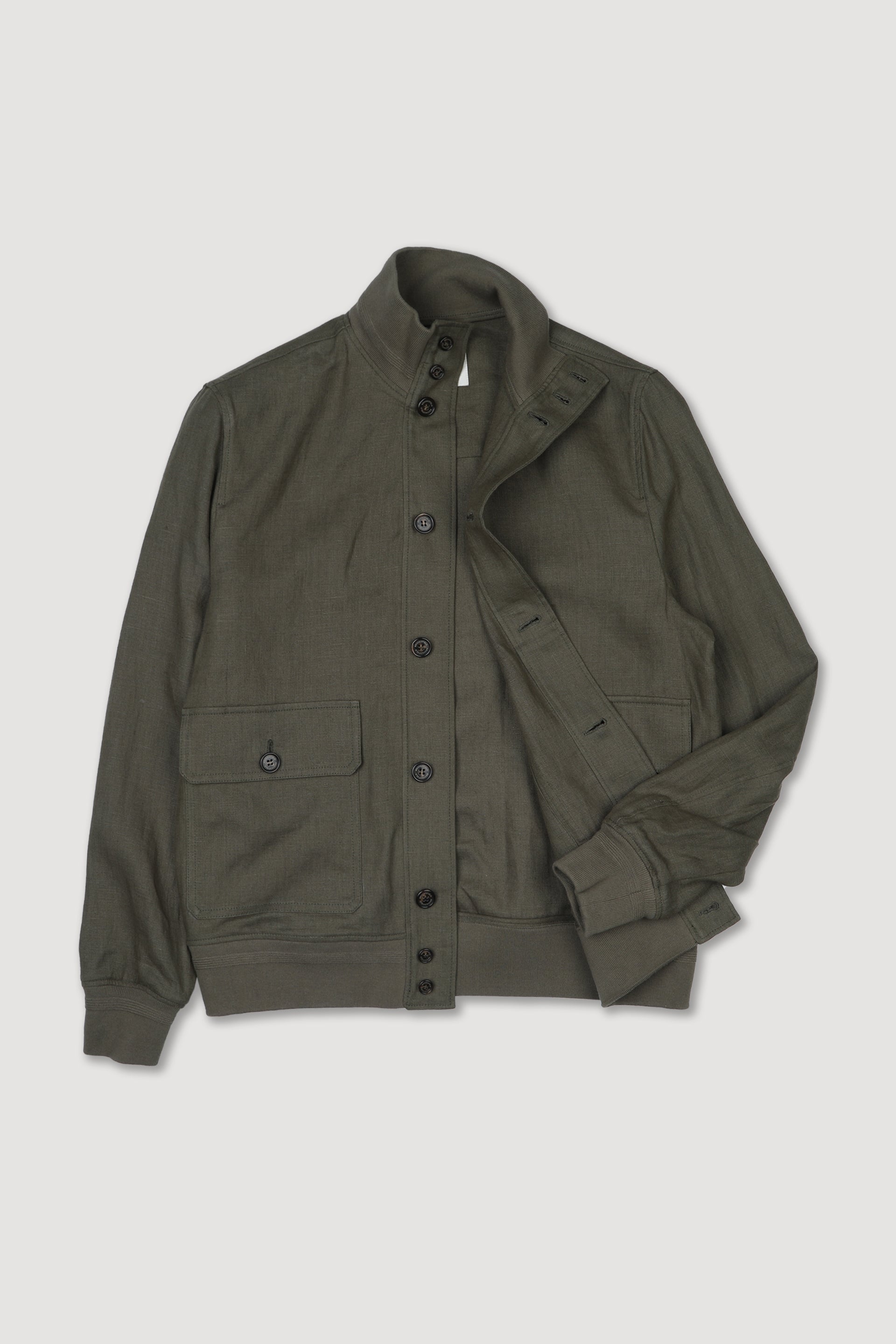 Giubbotto bomber in lino sfoderato. Verde - Cappero