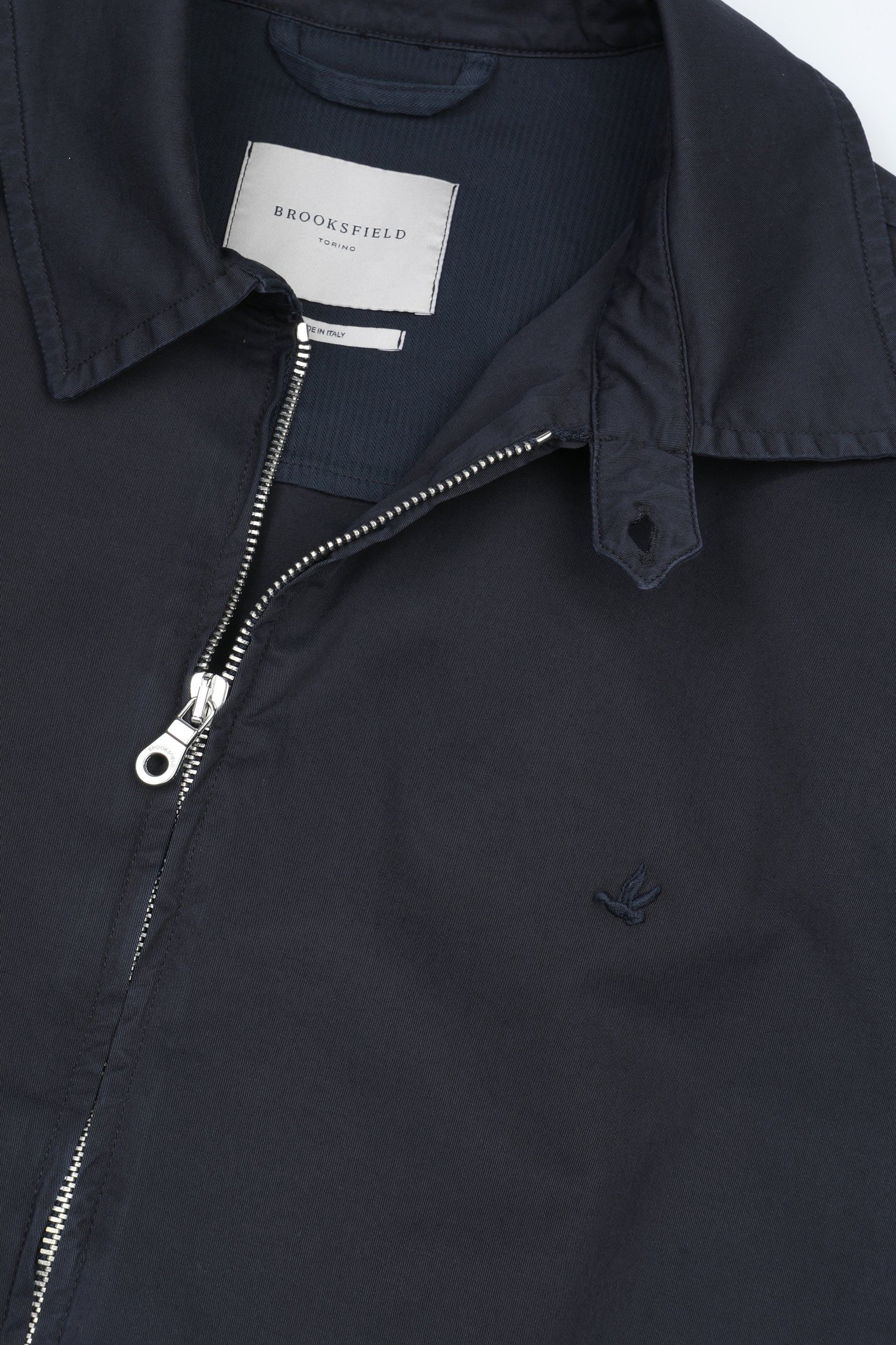 UOMO- GIUBBOTTO CON ZIP, TESSUTO GABARDINE STRETCH COT.ORGANICO, TINTO CAPO DIRETTO+STONE WASHED, SFODERATO - Navy