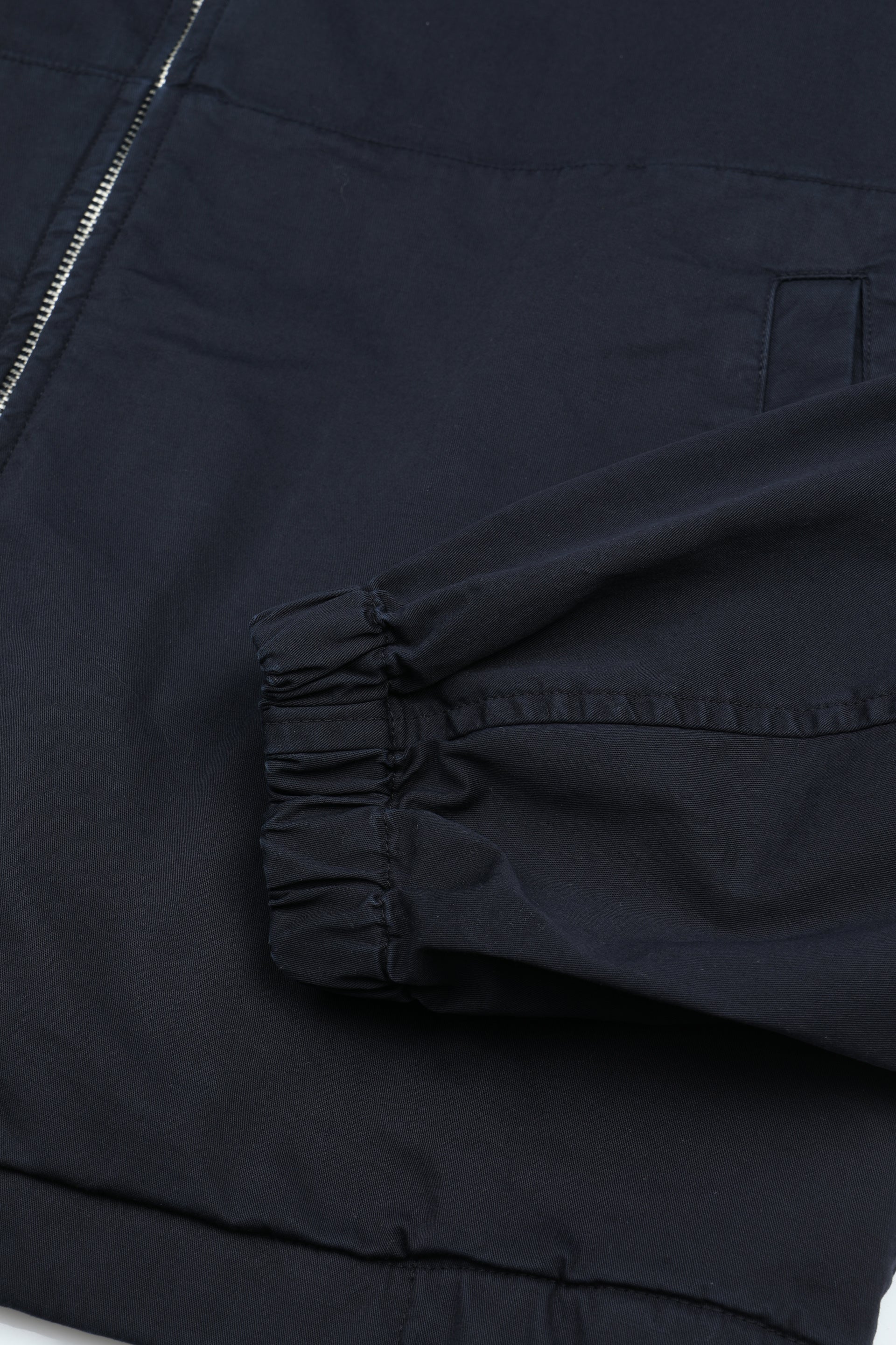 UOMO- GIUBBOTTO CON ZIP, TESSUTO GABARDINE STRETCH COT.ORGANICO, TINTO CAPO DIRETTO+STONE WASHED, SFODERATO - Navy