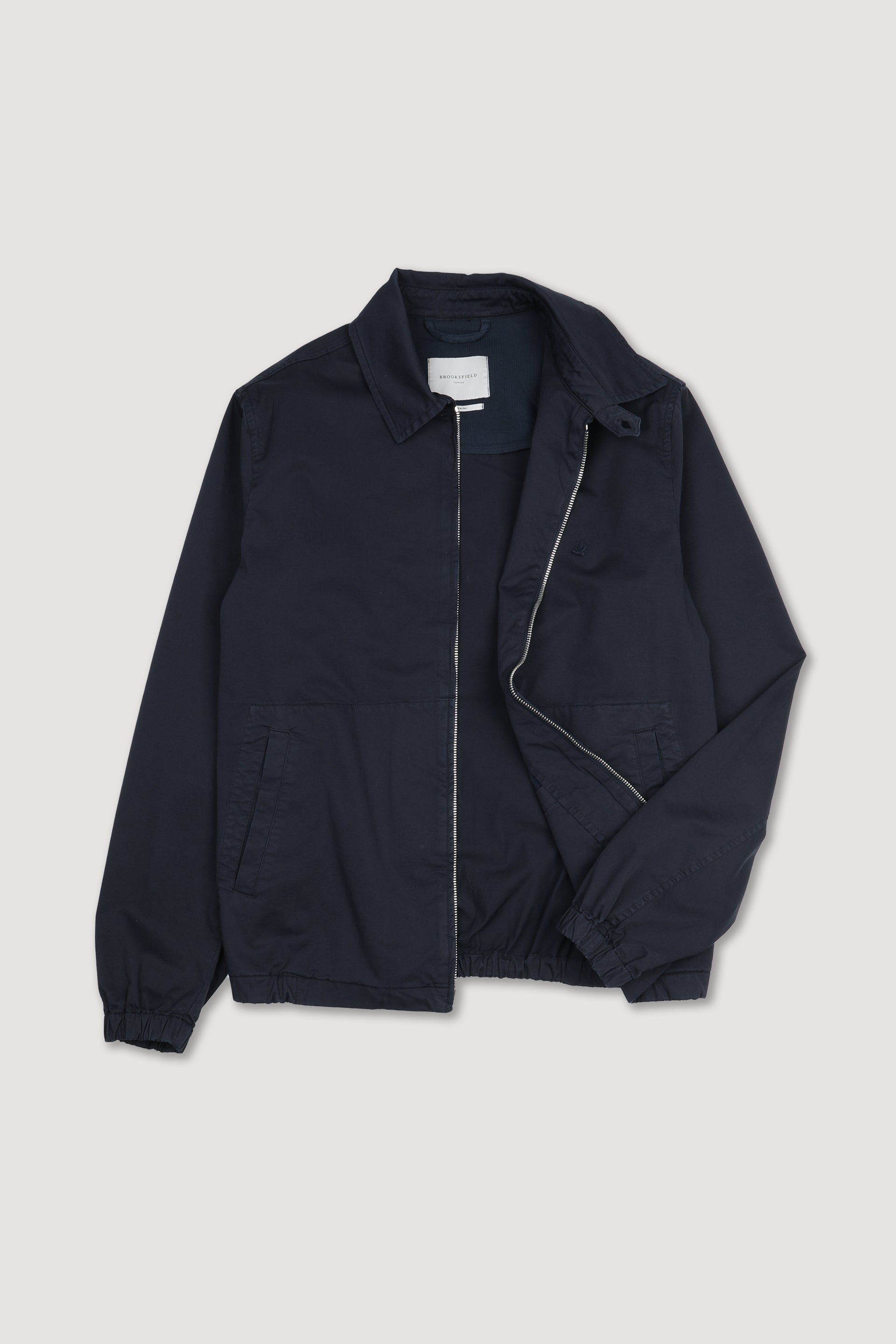 UOMO- GIUBBOTTO CON ZIP, TESSUTO GABARDINE STRETCH COT.ORGANICO, TINTO CAPO DIRETTO+STONE WASHED, SFODERATO - Navy