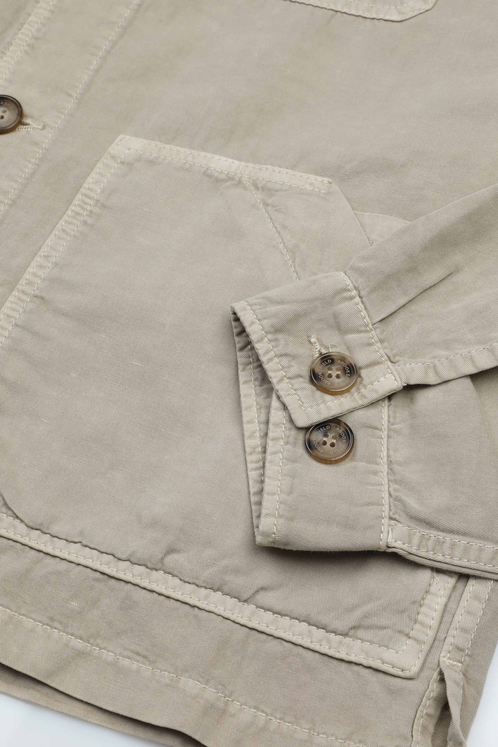 UOMO- WORK JACKET CON BOTTONI, TESSUTO TWILL COTONE/LINO FIAMMATO,TINTO CAPO, SFODERATA - Soft kaki