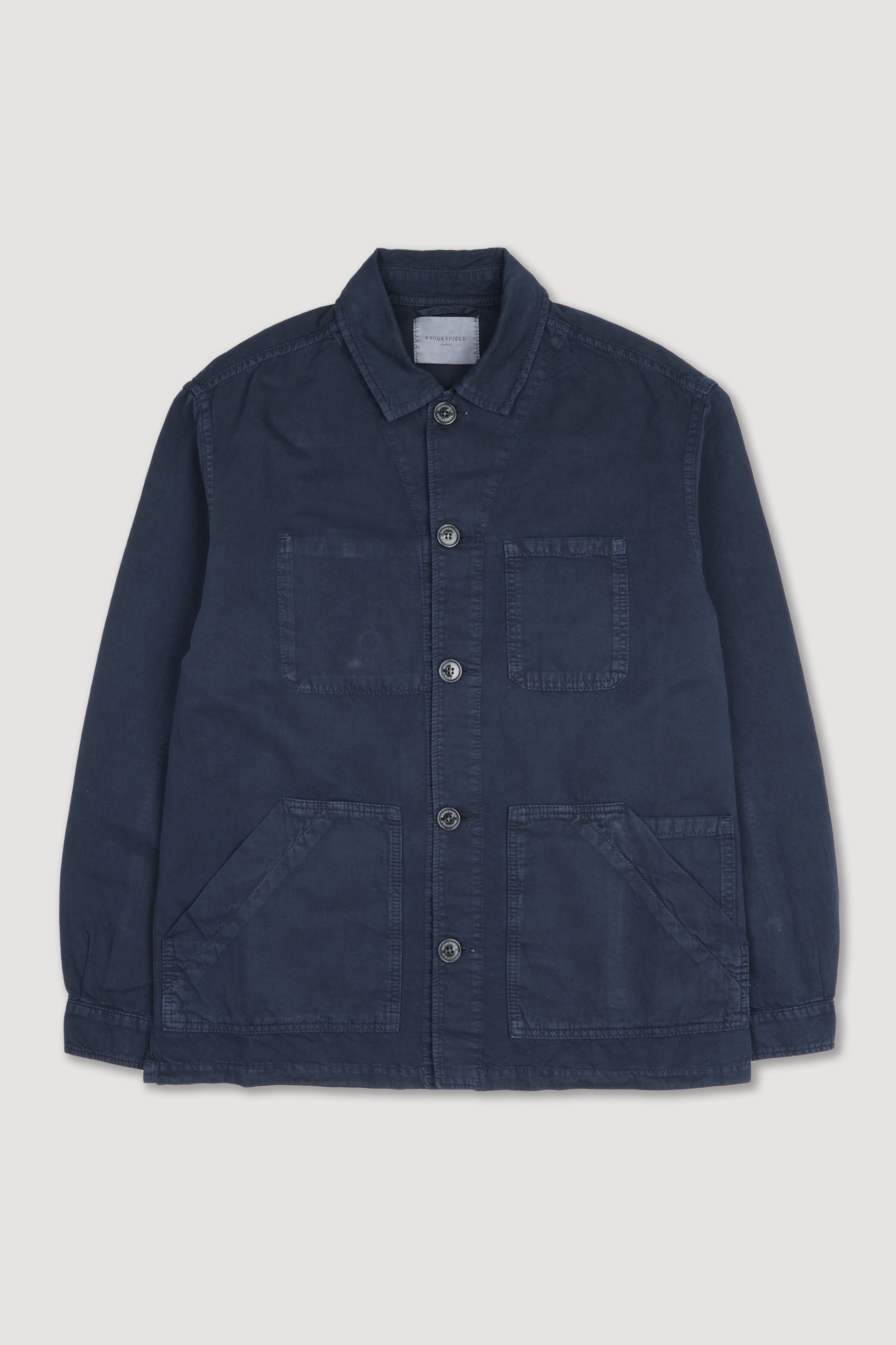 UOMO- WORK JACKET CON BOTTONI, TESSUTO TWILL COTONE/LINO FIAMMATO,TINTO CAPO, SFODERATA - Navy