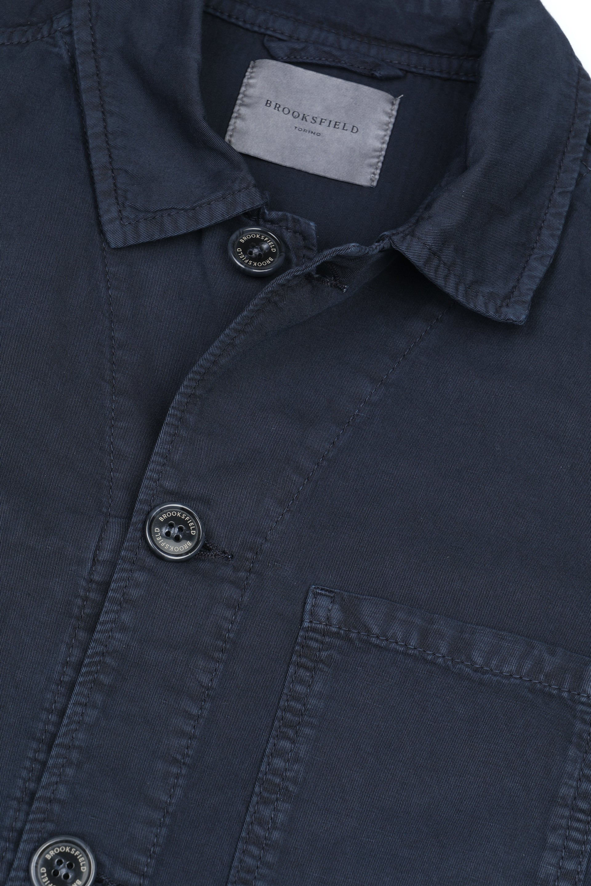 UOMO- WORK JACKET CON BOTTONI, TESSUTO TWILL COTONE/LINO FIAMMATO,TINTO CAPO, SFODERATA - Navy