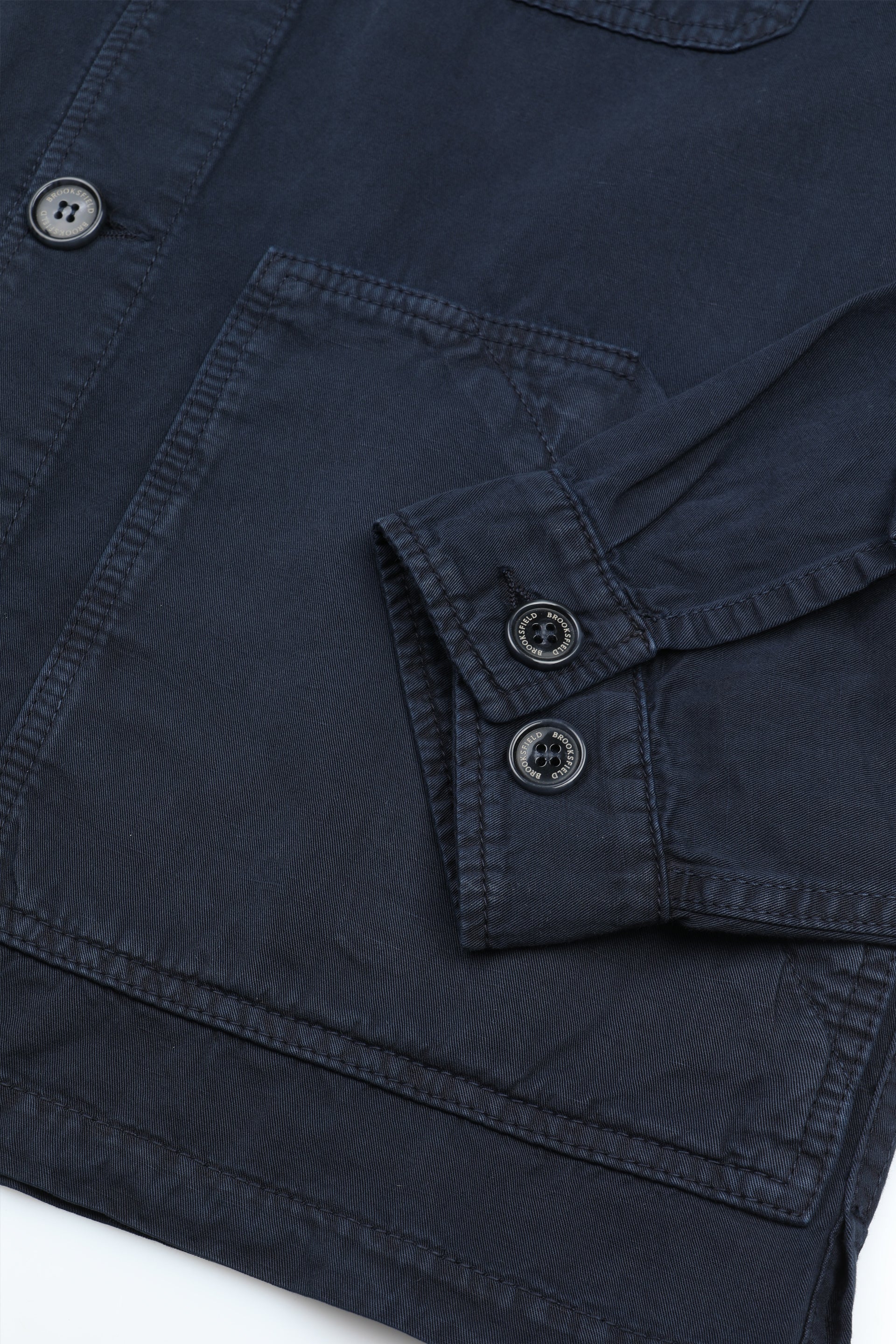 UOMO- WORK JACKET CON BOTTONI, TESSUTO TWILL COTONE/LINO FIAMMATO,TINTO CAPO, SFODERATA - Navy