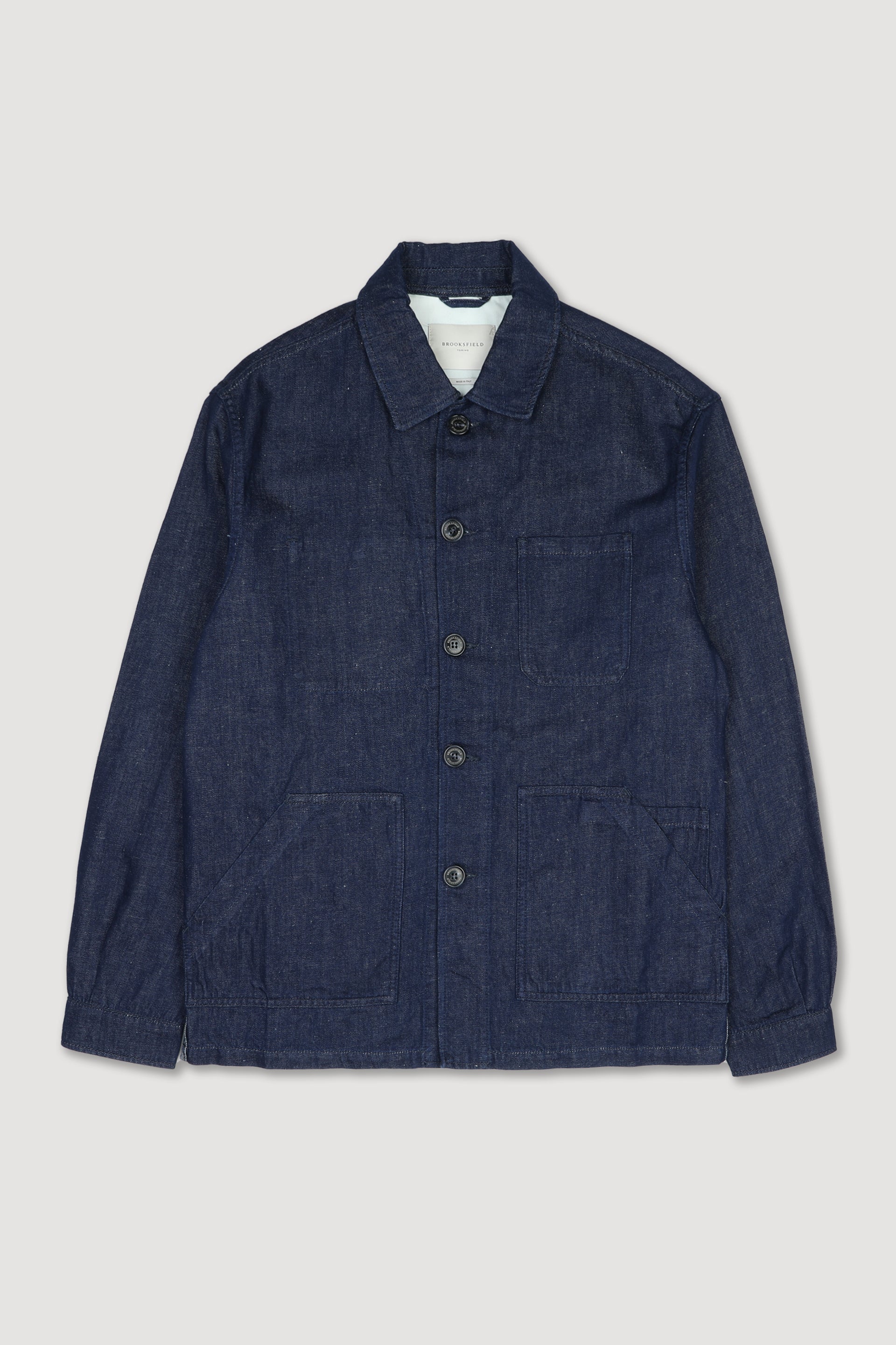 UOMO- WORK JACKET CON BOTTONI, TESSUTO DENIM COTONE/LINO, LAVAGGIO RINSE, SFODERATA - Rinse