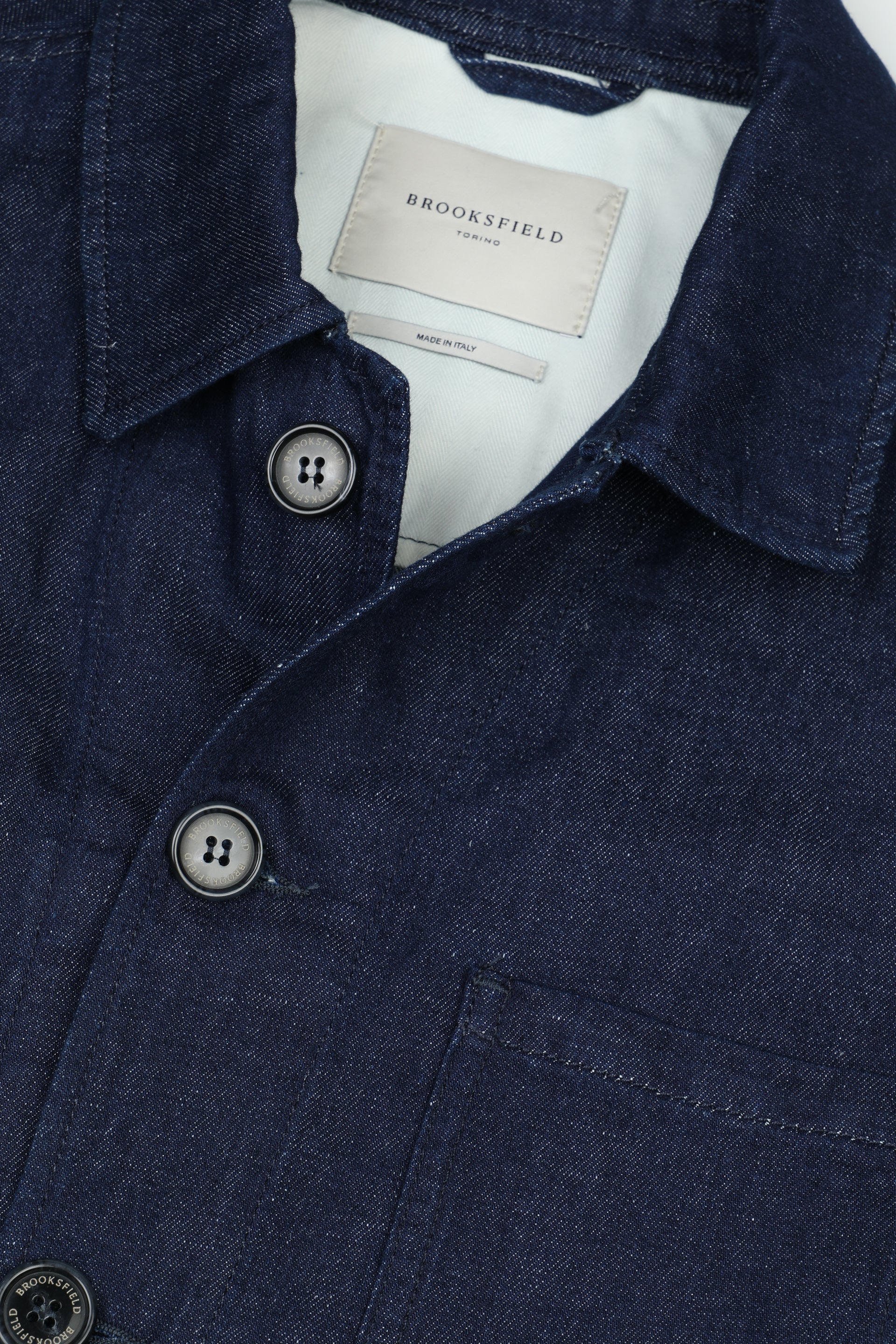 UOMO- WORK JACKET CON BOTTONI, TESSUTO DENIM COTONE/LINO, LAVAGGIO RINSE, SFODERATA - Rinse