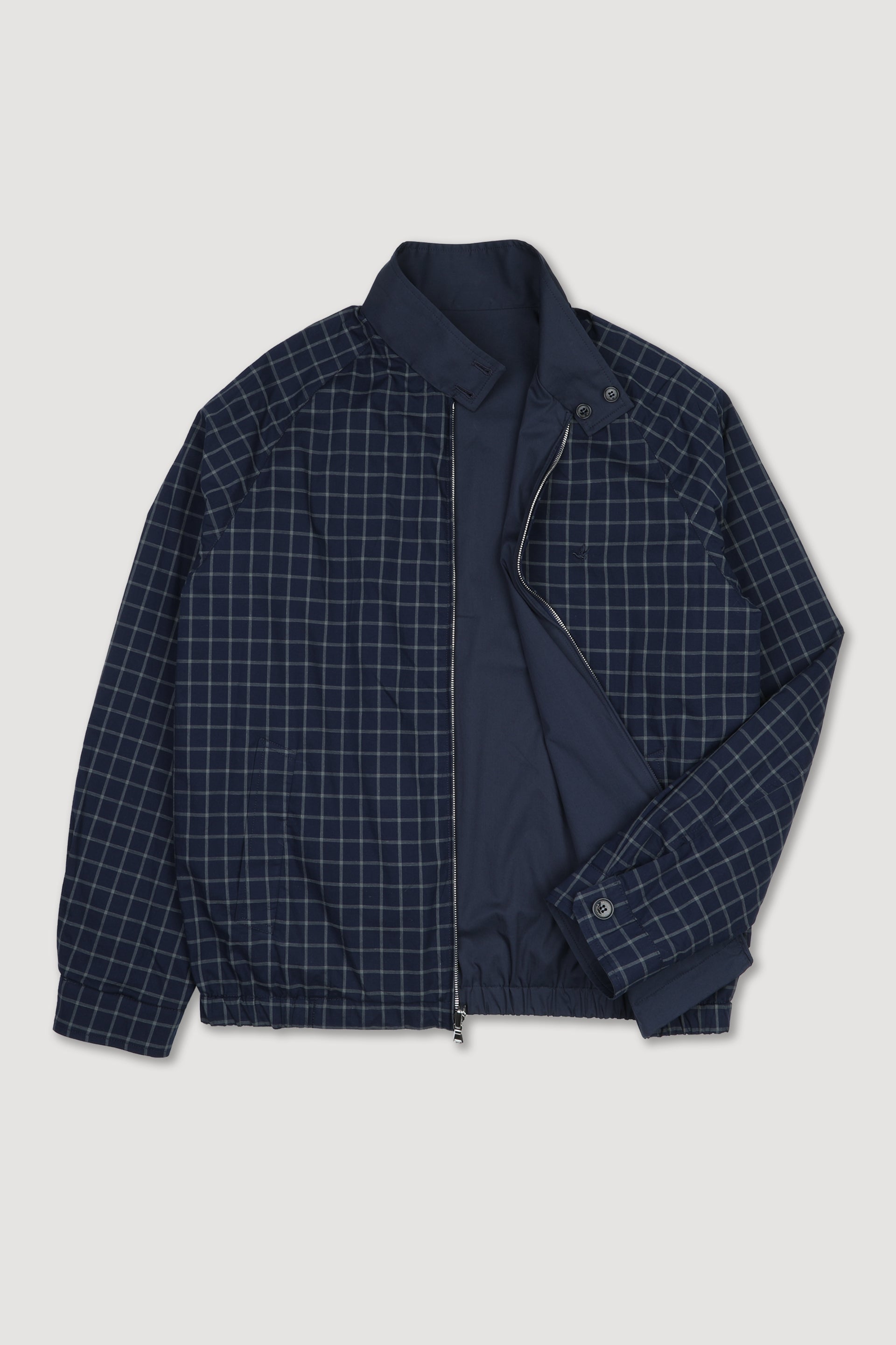 UOMO - GIUBBOTTO REVERSIBILE CON ZIP IN TESSUTO POPELINE MISTO COTONE STRETCH, FODERATO CON TESSUTO CHECK - Universo