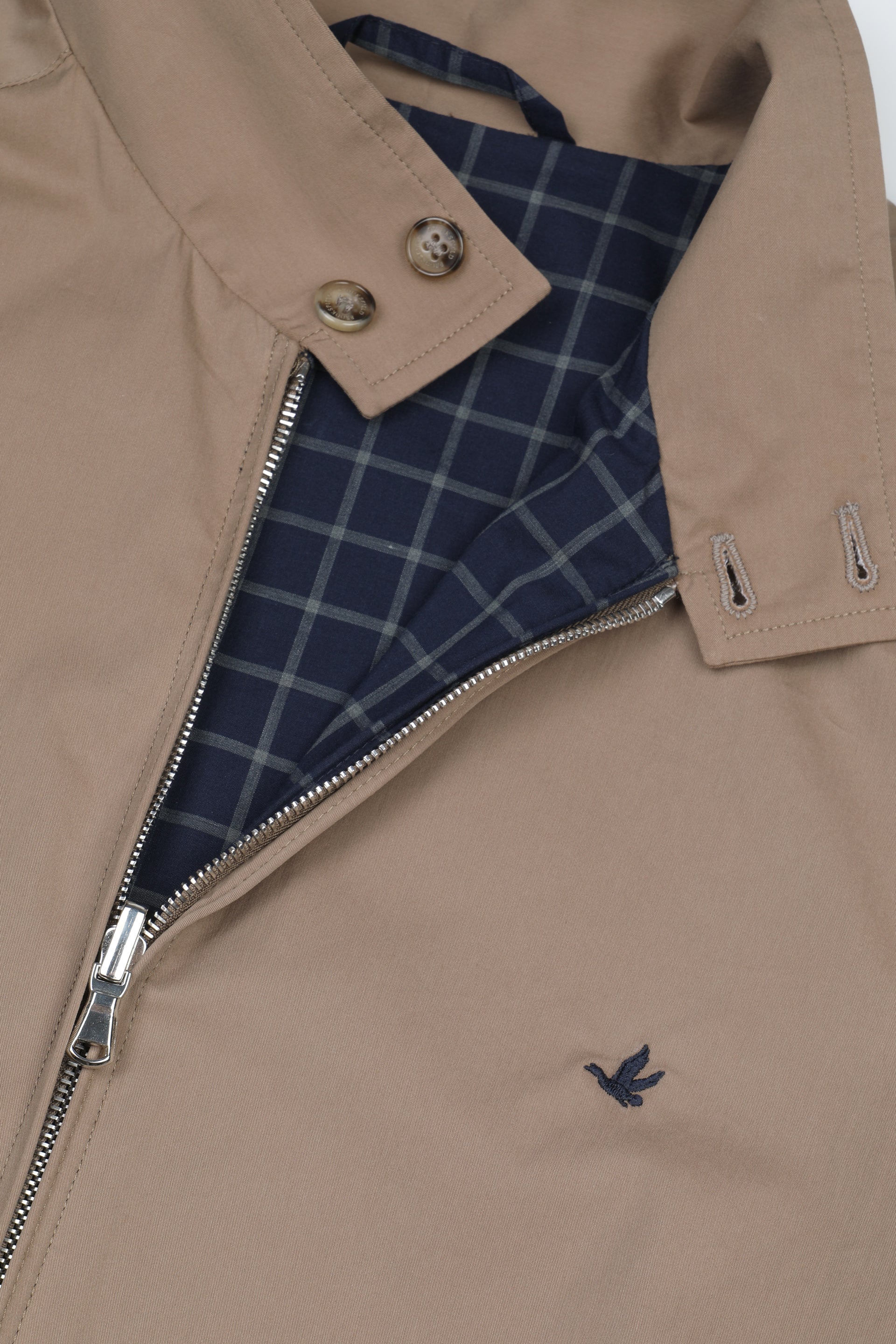 UOMO - GIUBBOTTO REVERSIBILE CON ZIP IN TESSUTO POPELINE MISTO COTONE STRETCH, FODERATO CON TESSUTO CHECK - Rovere