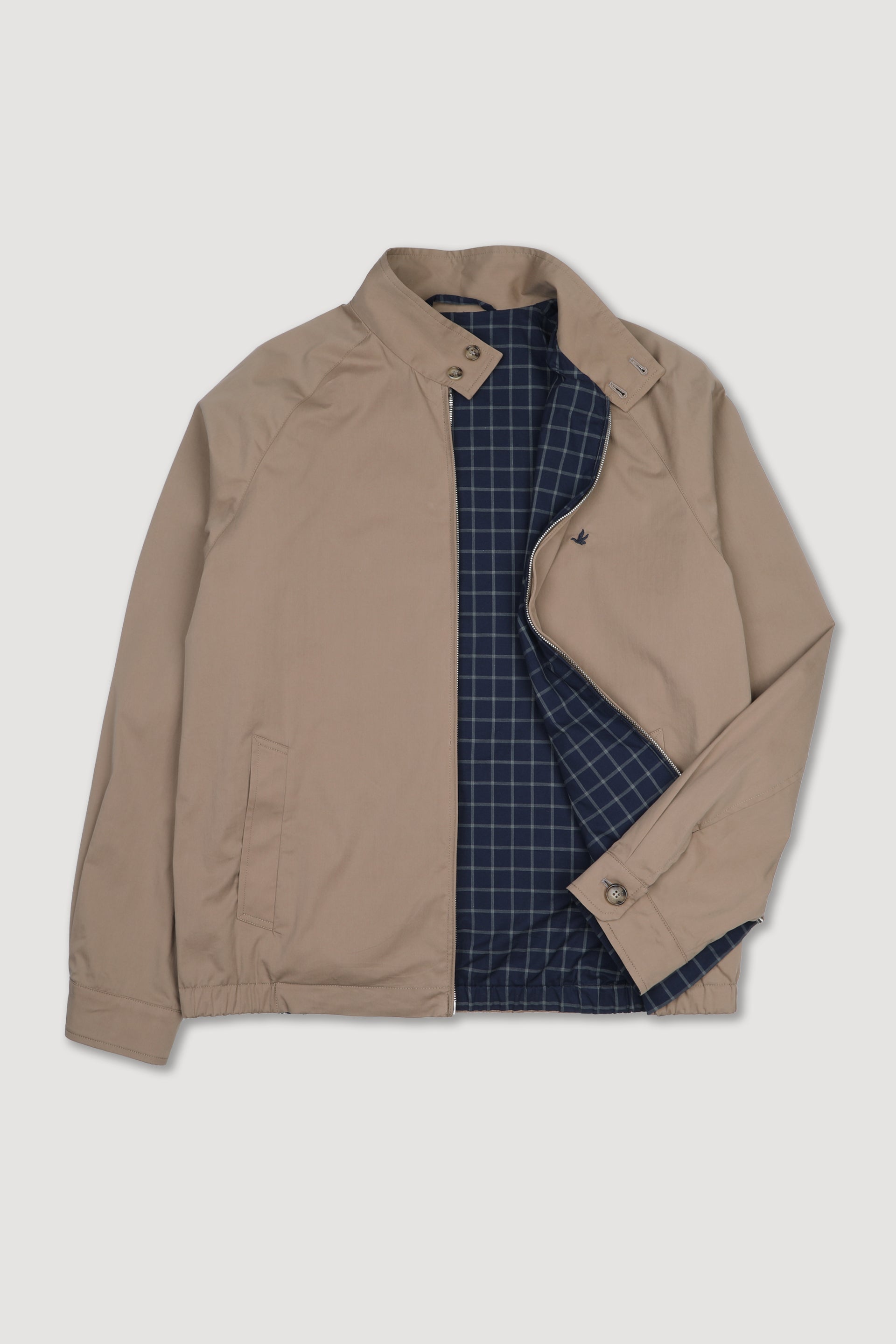 UOMO - GIUBBOTTO REVERSIBILE CON ZIP IN TESSUTO POPELINE MISTO COTONE STRETCH, FODERATO CON TESSUTO CHECK - Rovere