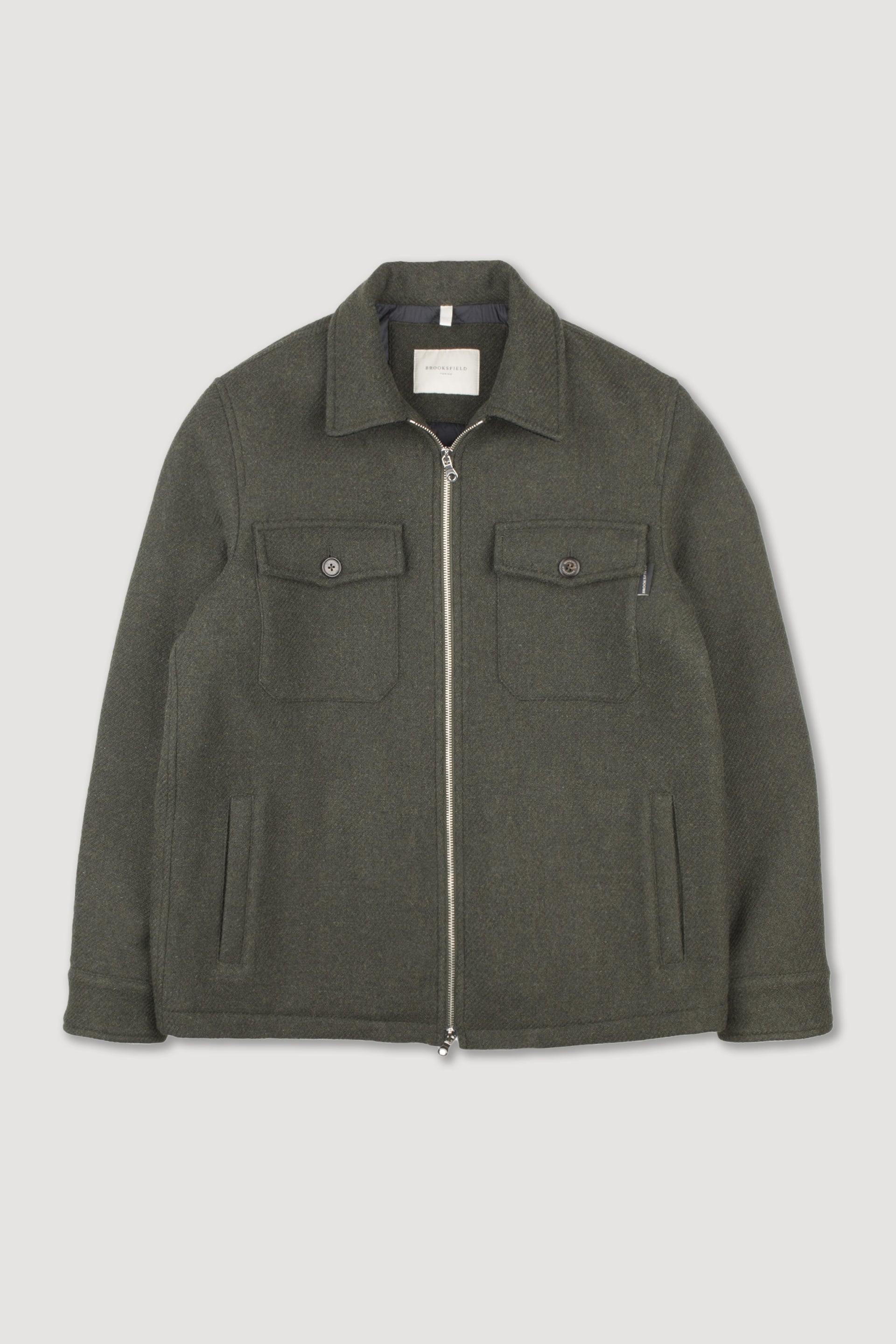 UOMO-OVERSHIRT JACKET CON ZIP IN TESSUTO MISTO LANA, SOTTO COLLO IN VELLUTO, FODERA TRAPUNTATA A ROMBO - Caccia