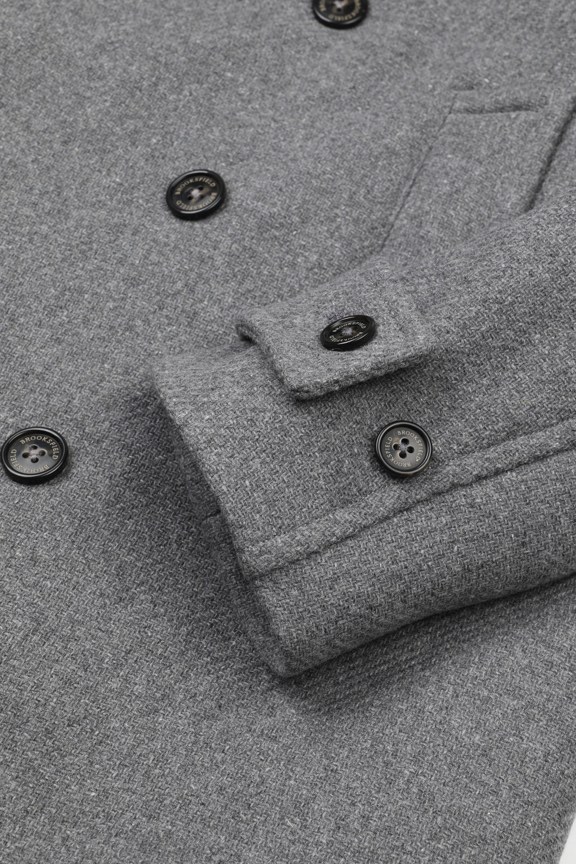 UOMO-PEACOAT DOPPIOPETTO IN TESSUTO MISTO LANA, IMBOTTITO CON FODERA TRAPUNTATA A QUADRI - Fog melange