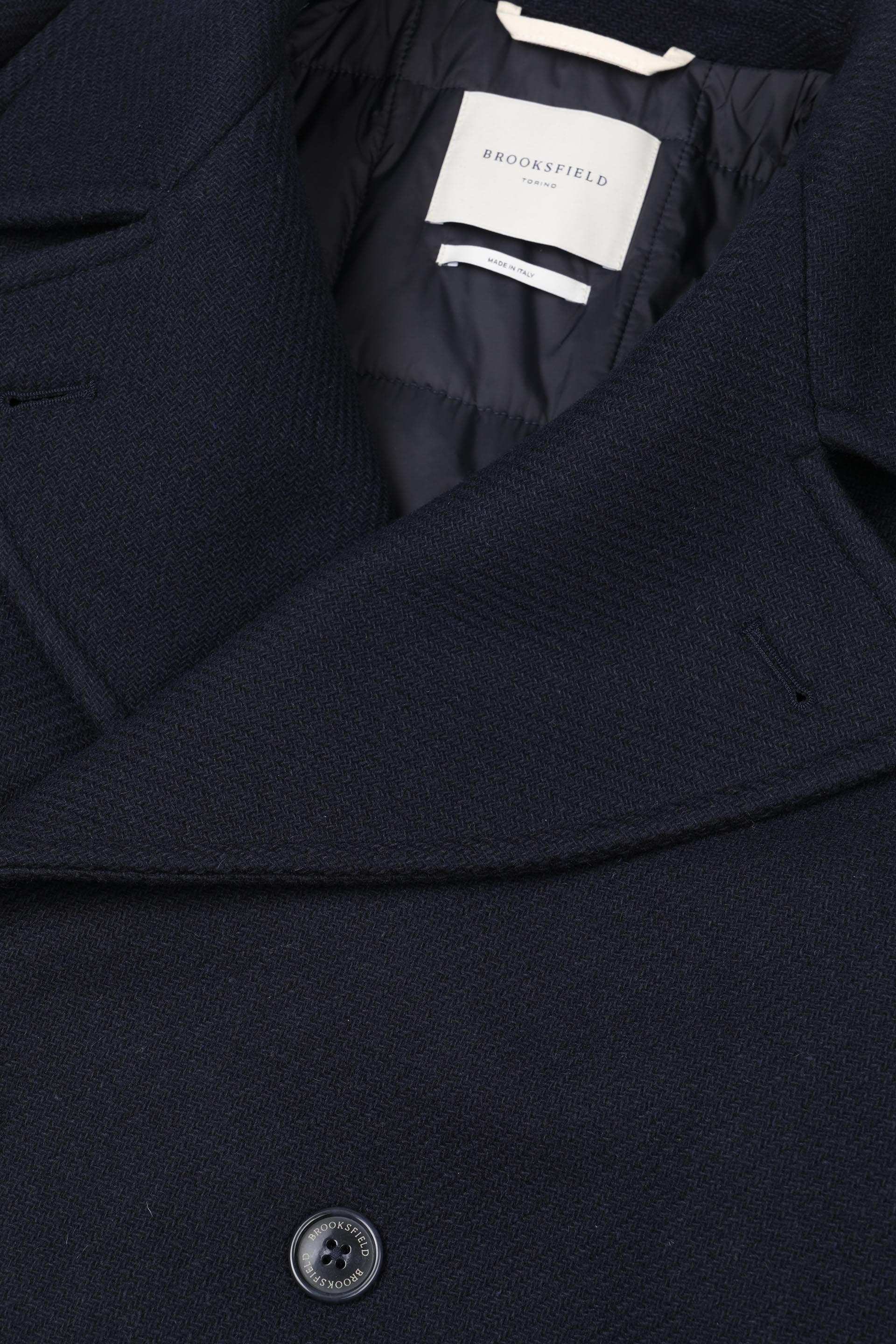 UOMO-PEACOAT DOPPIOPETTO IN TESSUTO MISTO LANA, IMBOTTITO CON FODERA TRAPUNTATA A QUADRI - Navy