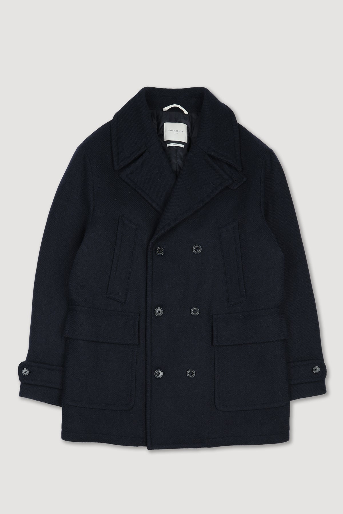 Peacoat doppiopetto in misto lana, imbottito. Blu - Navy