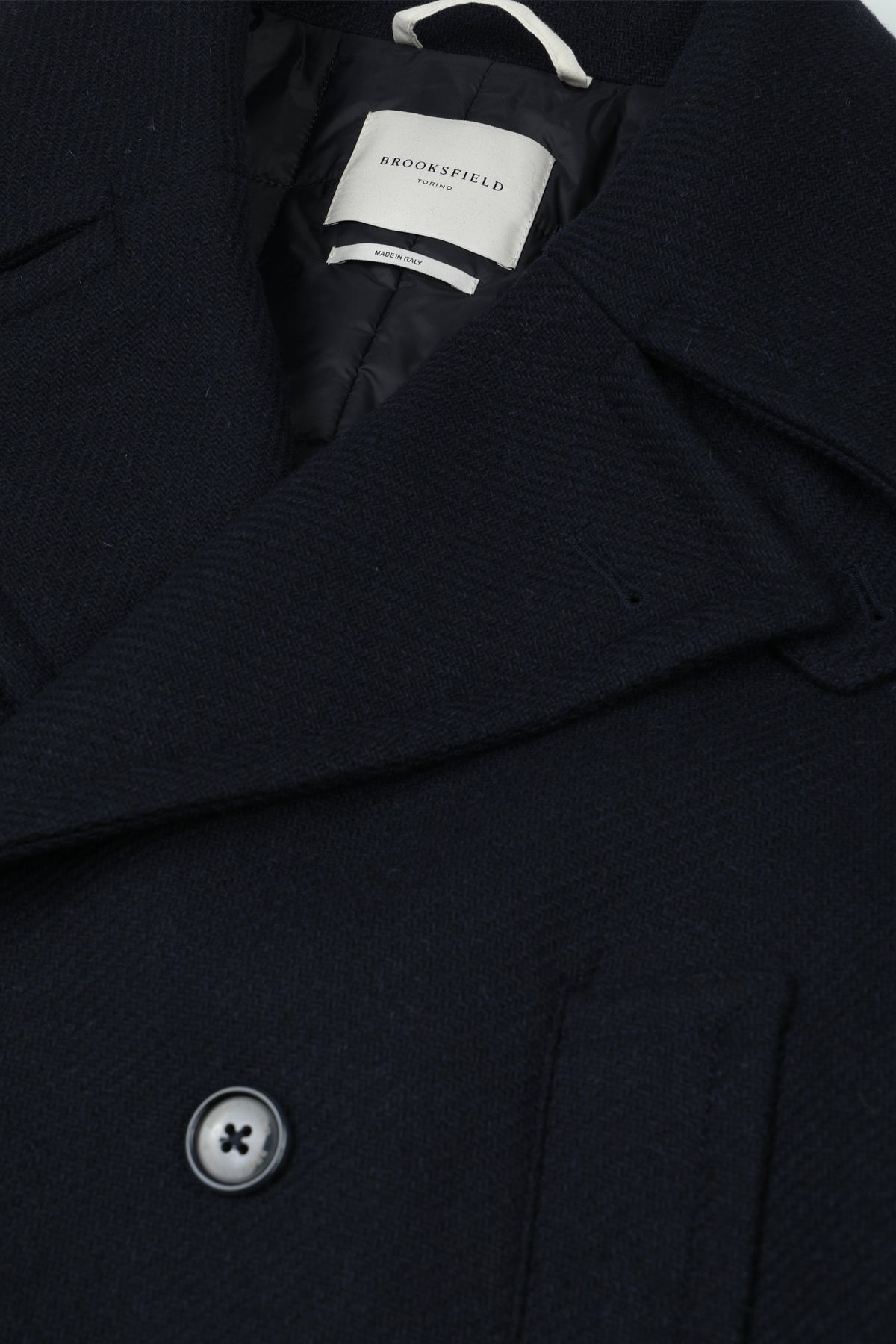 Peacoat doppiopetto in misto lana, imbottito. Blu - Navy