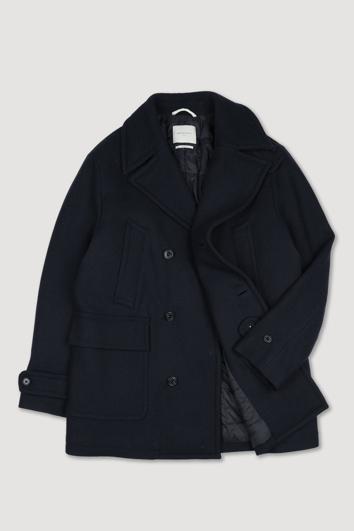 Peacoat doppiopetto in misto lana, imbottito. Blu - Navy