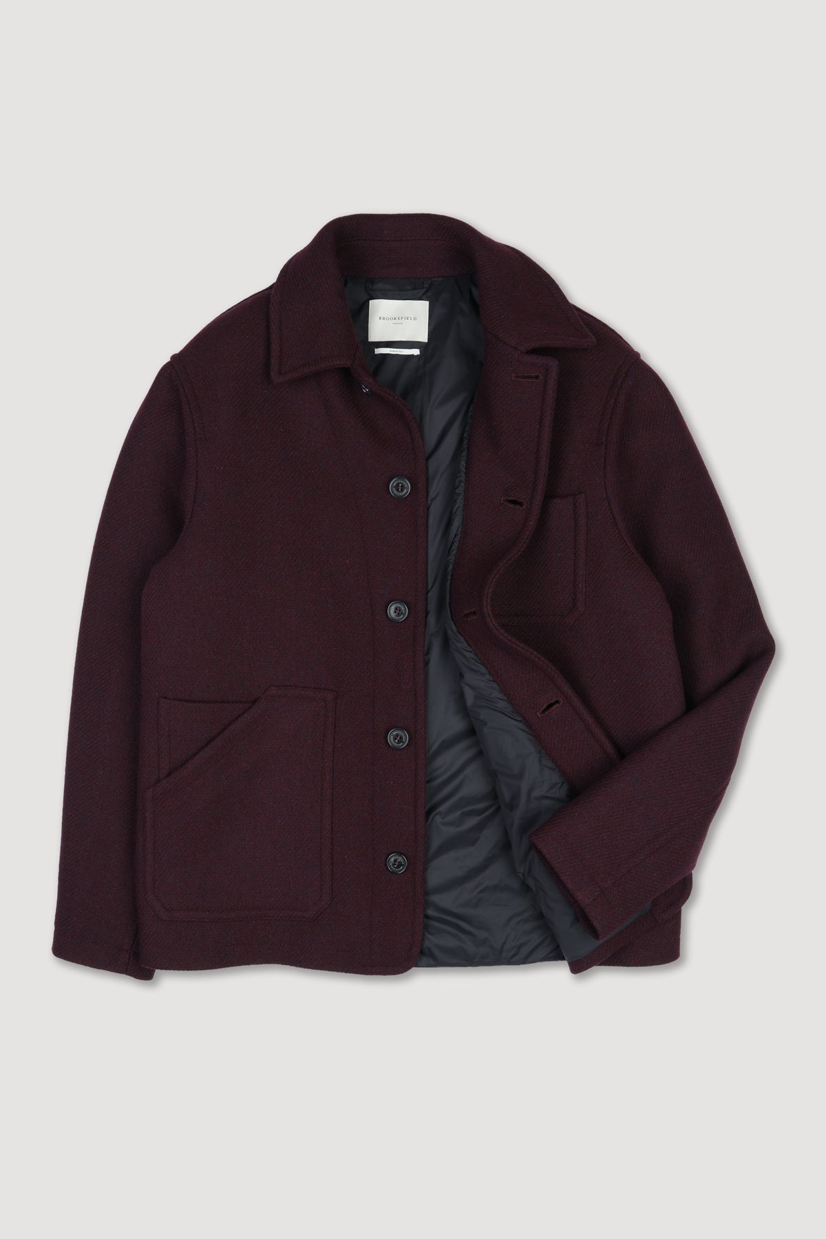 Work jacket in misto lana, imbottita. Bordeaux - Bacco