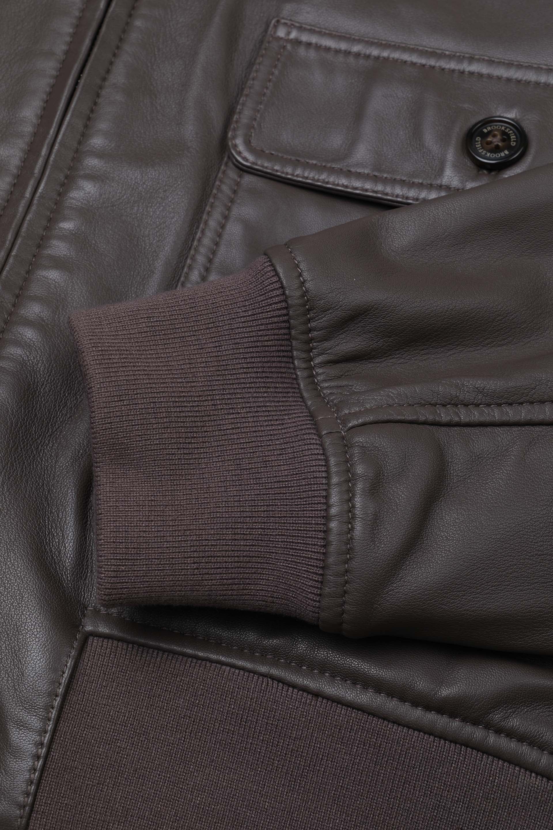Lined bomber jacket in nappa leather. Brown - Coconut