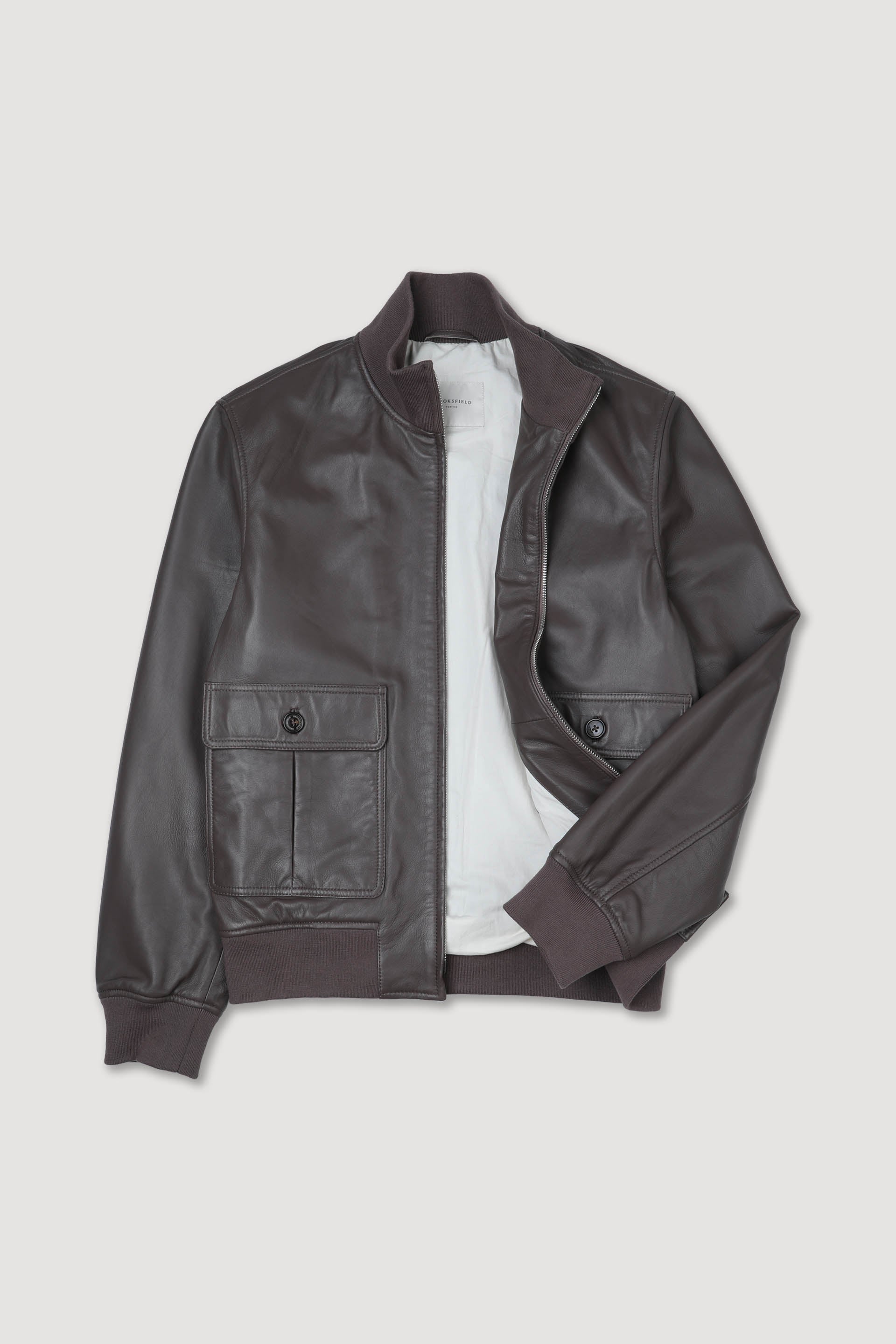 Lined bomber jacket in nappa leather. Brown - Coconut