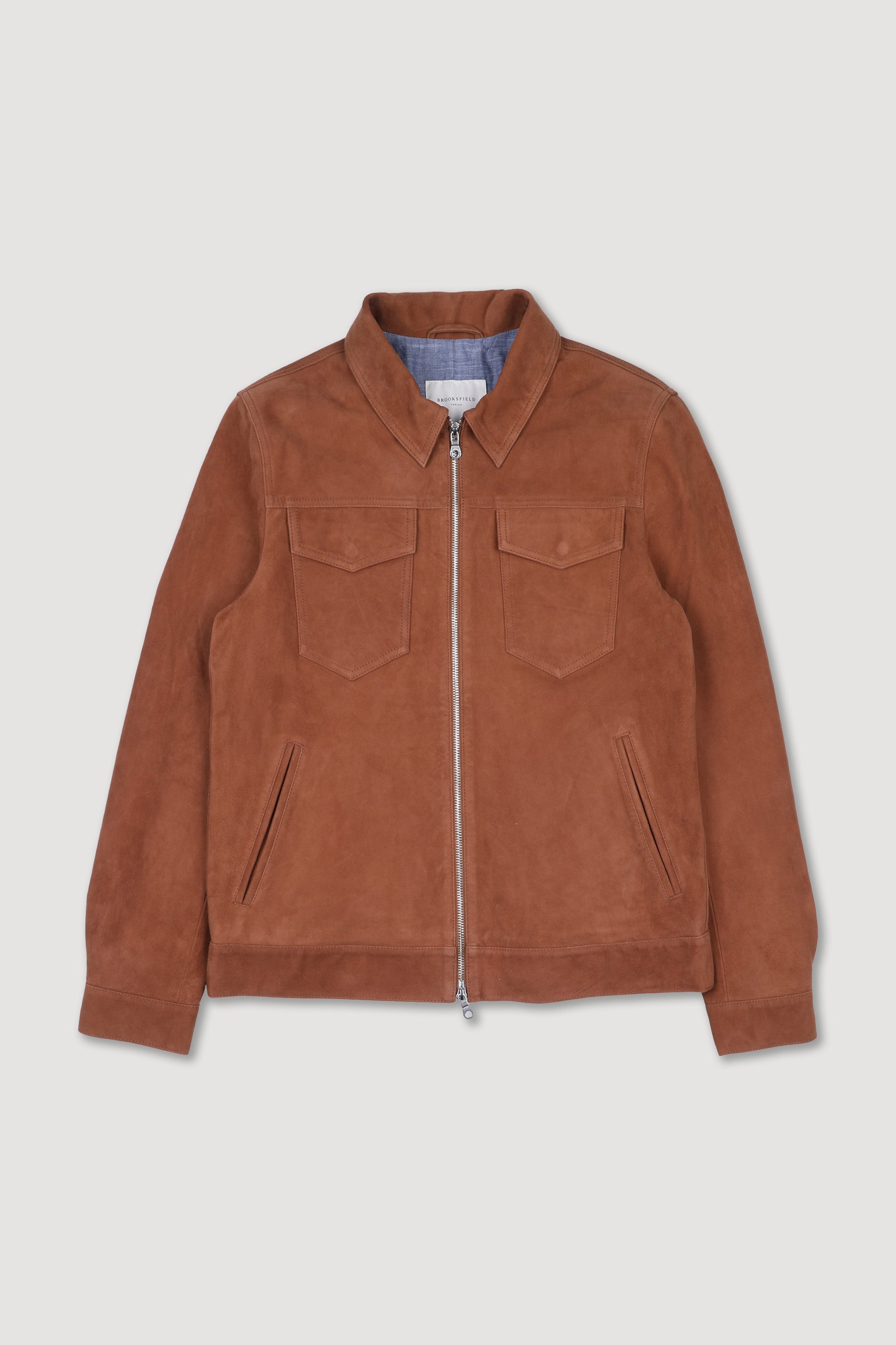 TRUCKER JACKET, FODERATO, SUEDE - Brandy