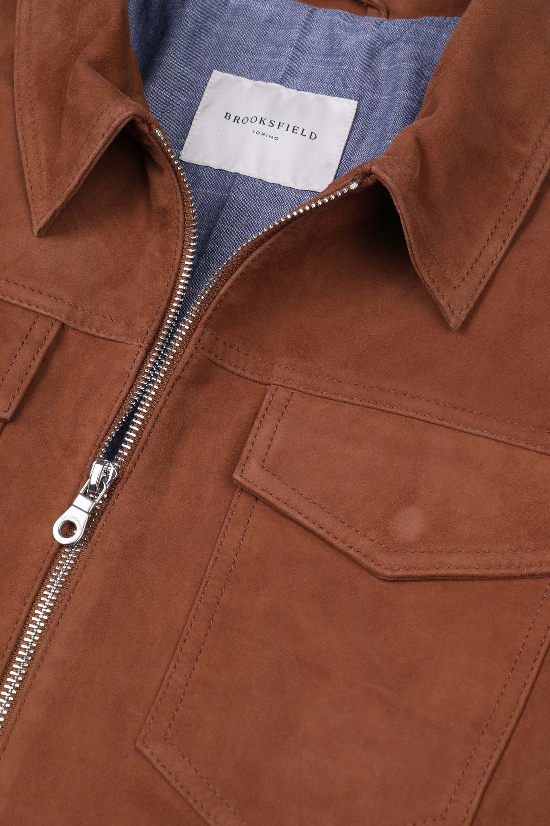 TRUCKER JACKET, FODERATO, SUEDE - Brandy