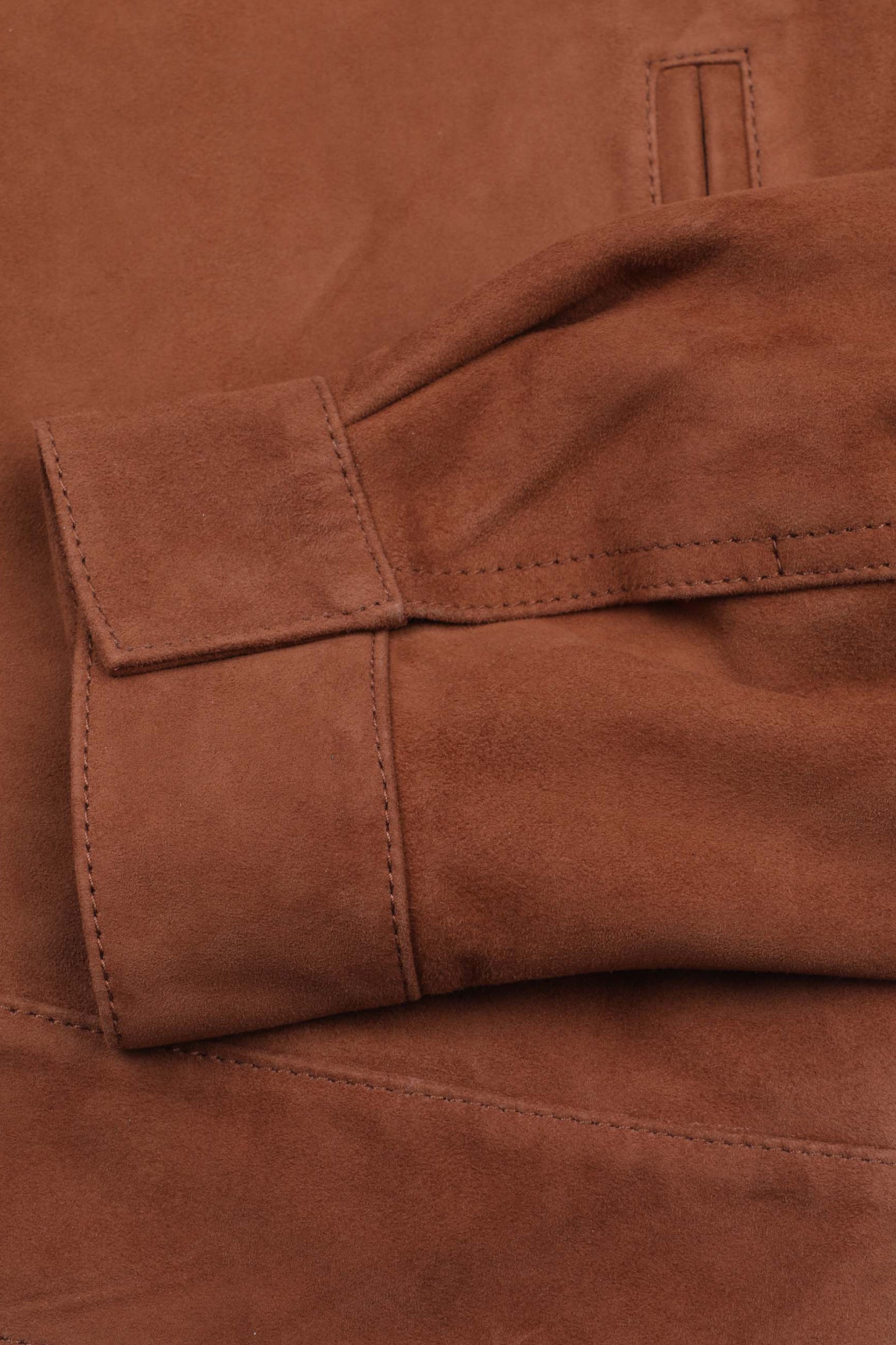 TRUCKER JACKET, FODERATO, SUEDE - Brandy