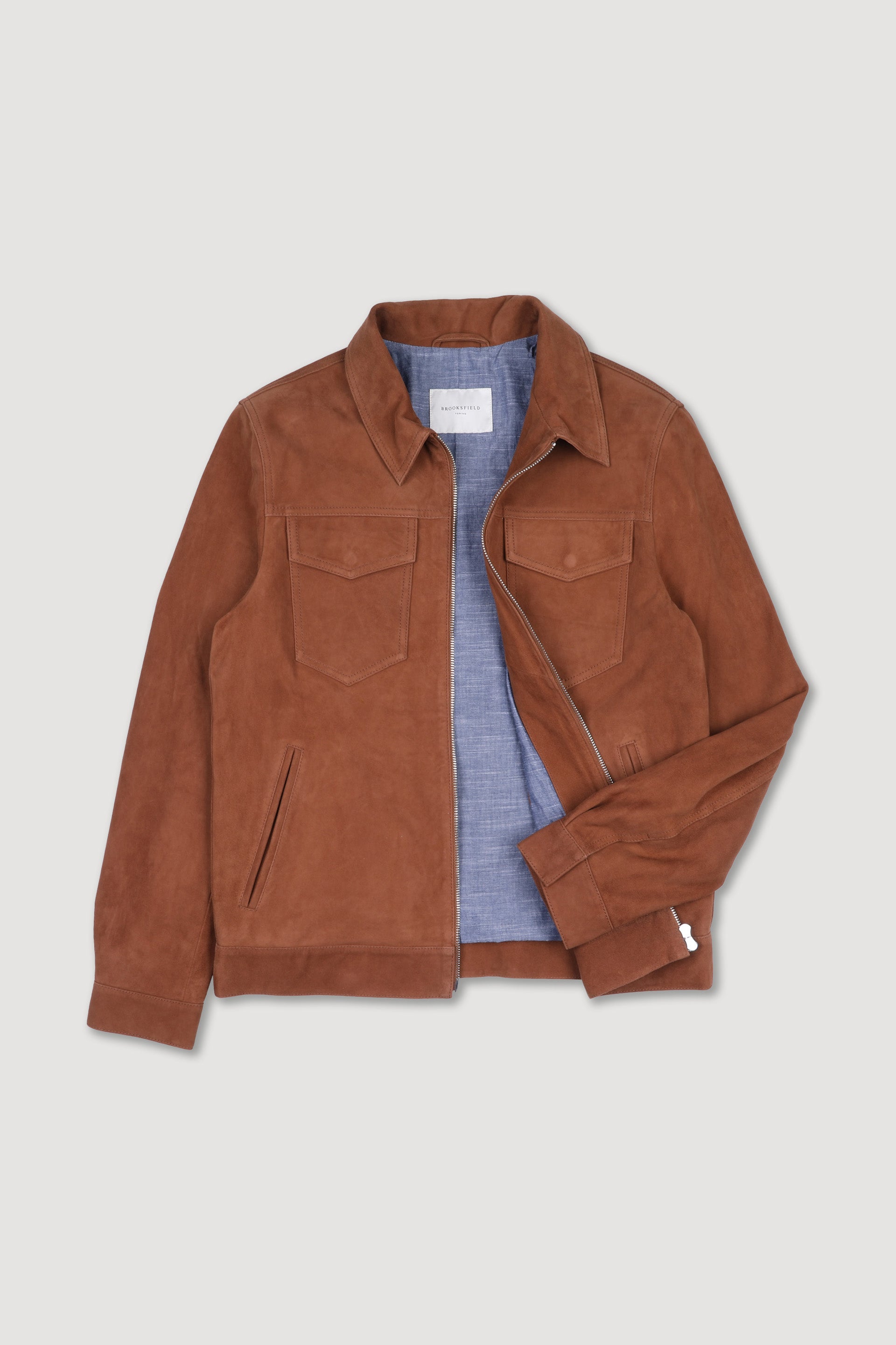 TRUCKER JACKET, FODERATO, SUEDE - Brandy