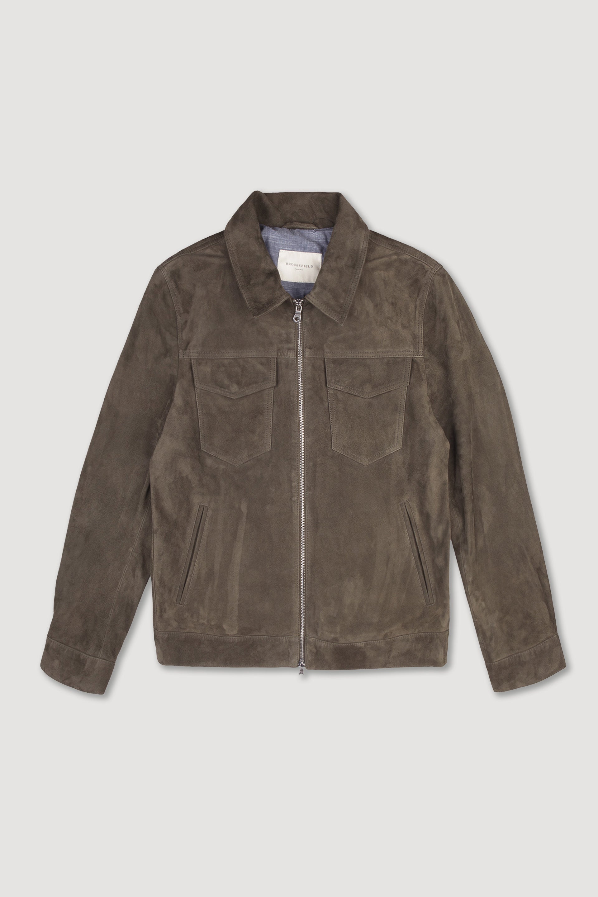 TRUCKER JACKET, FODERATO, SUEDE - Origano