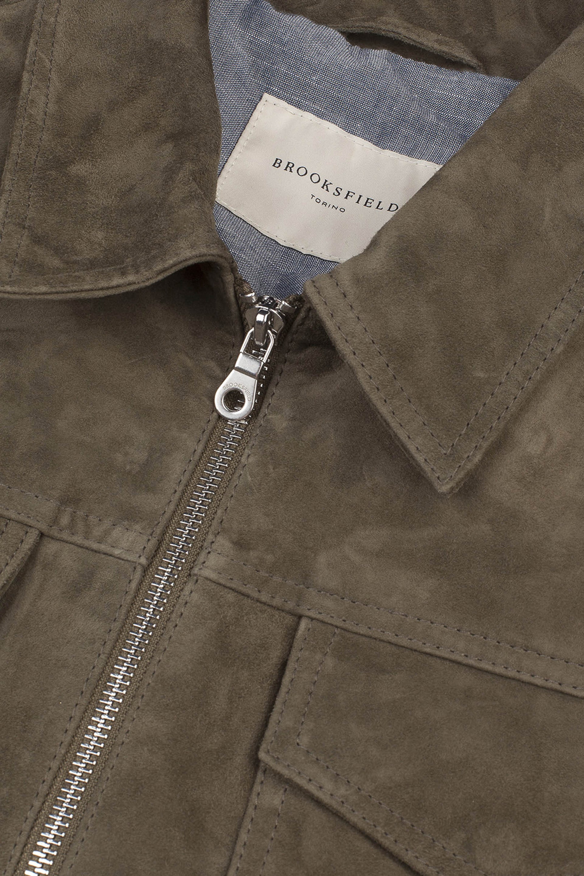 TRUCKER JACKET, FODERATO, SUEDE - Origano