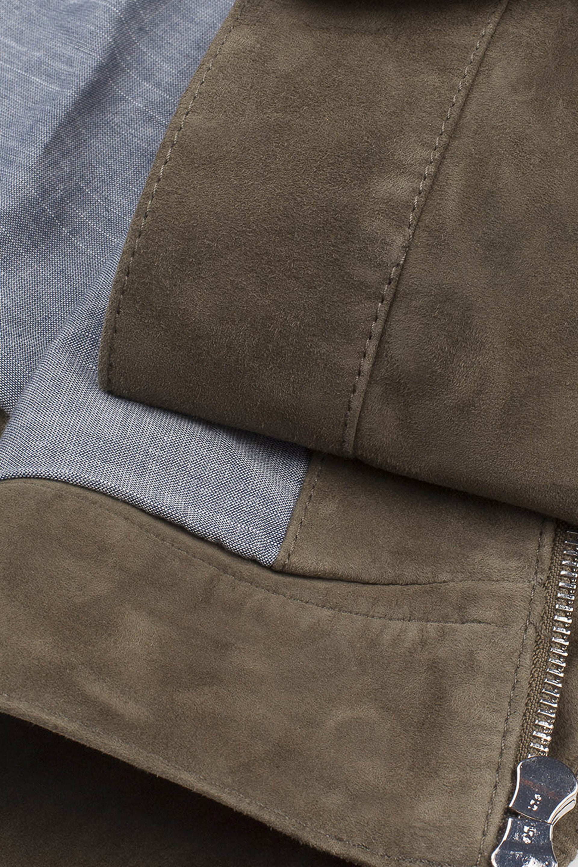 TRUCKER JACKET, FODERATO, SUEDE - Origano