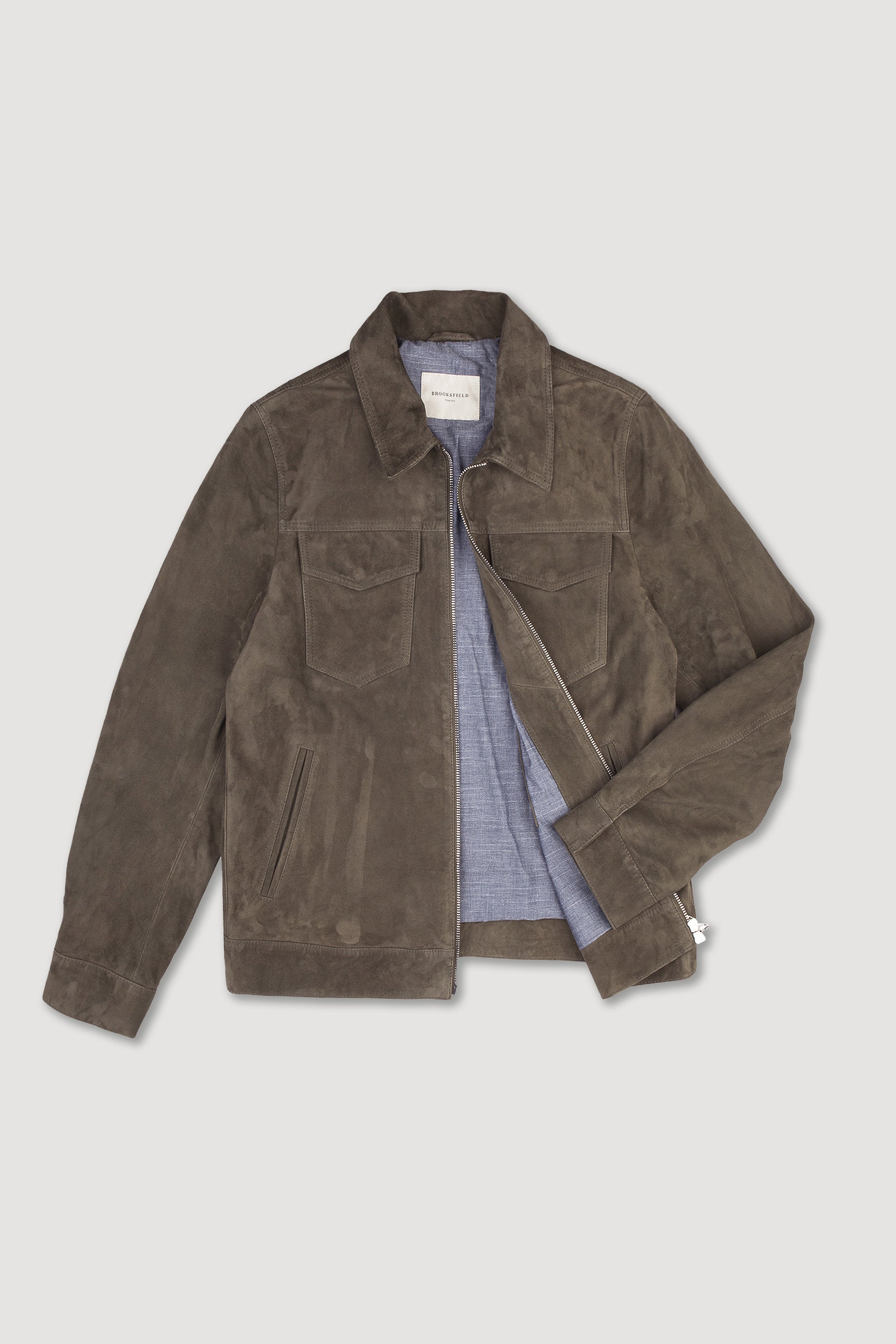 TRUCKER JACKET, FODERATO, SUEDE - Origano