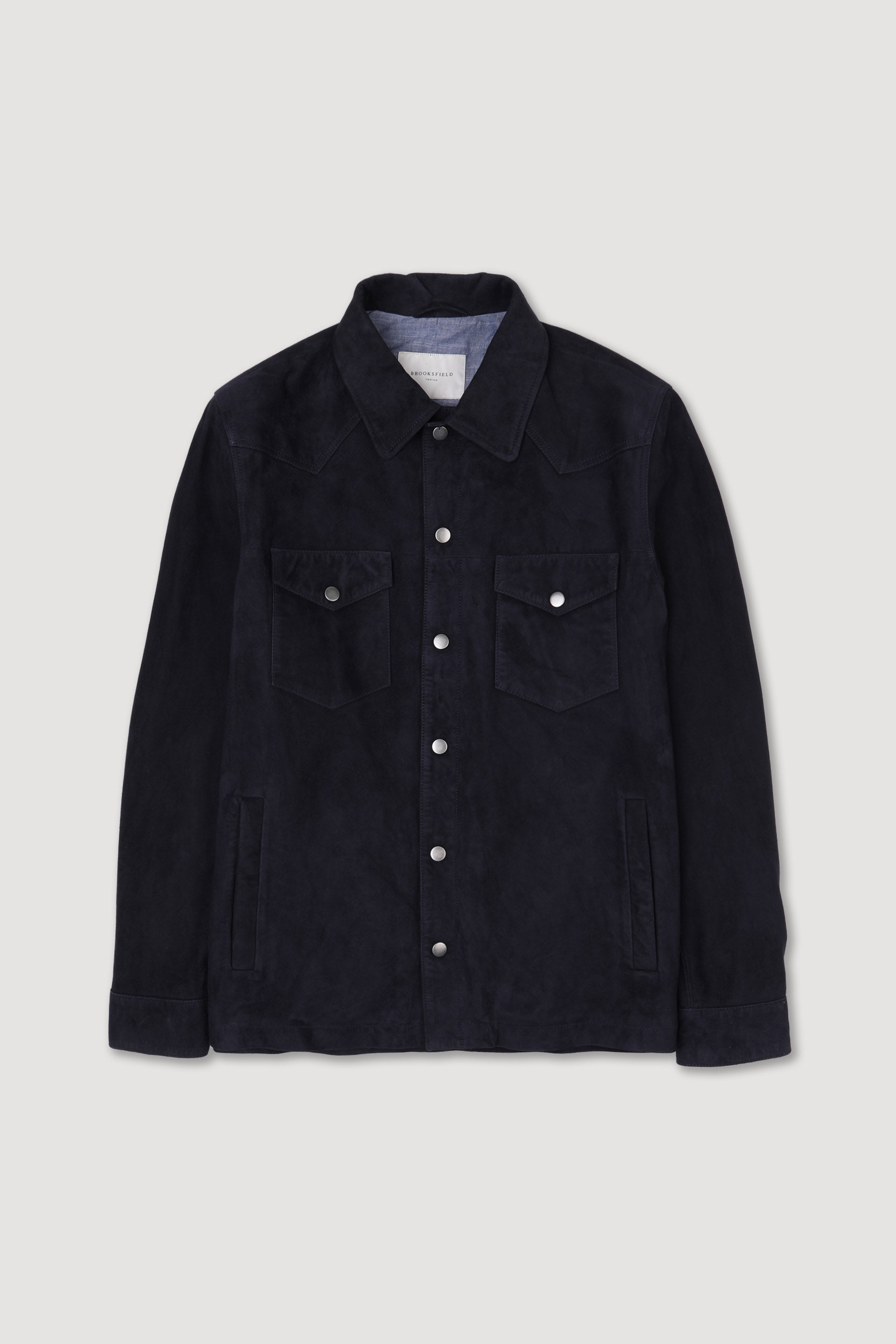 Lined overshirt jacket in suede leather - Dark blue