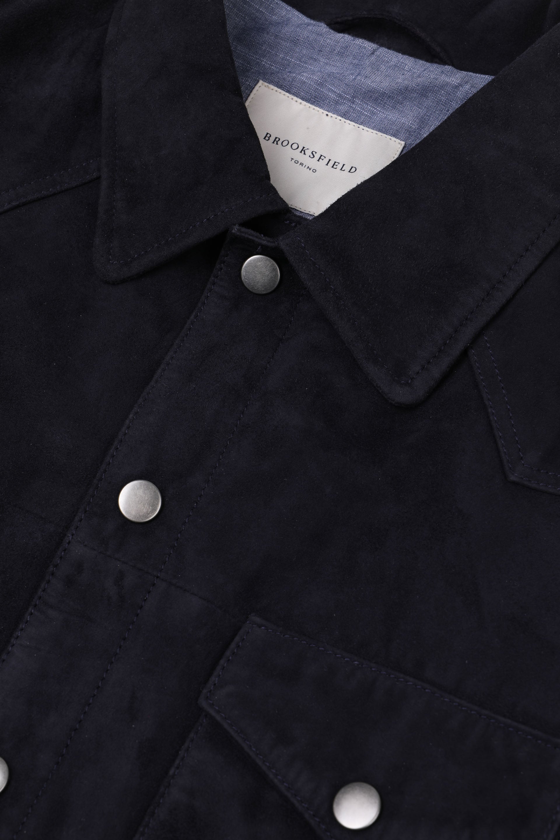 OVERSHIRT FODERATA, SUEDE - Dark blue
