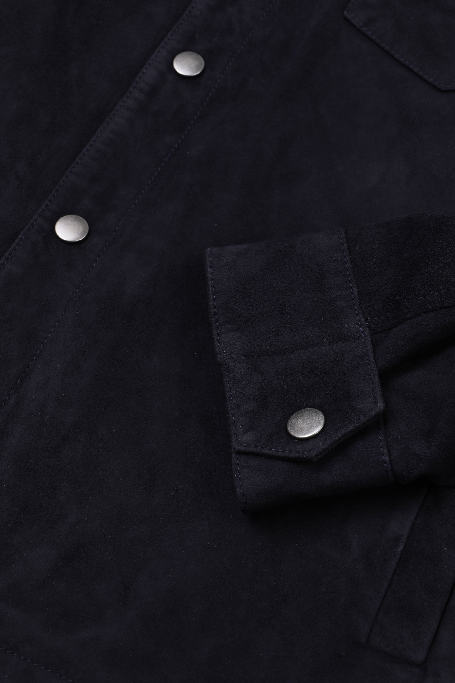 OVERSHIRT FODERATA, SUEDE - Dark blue
