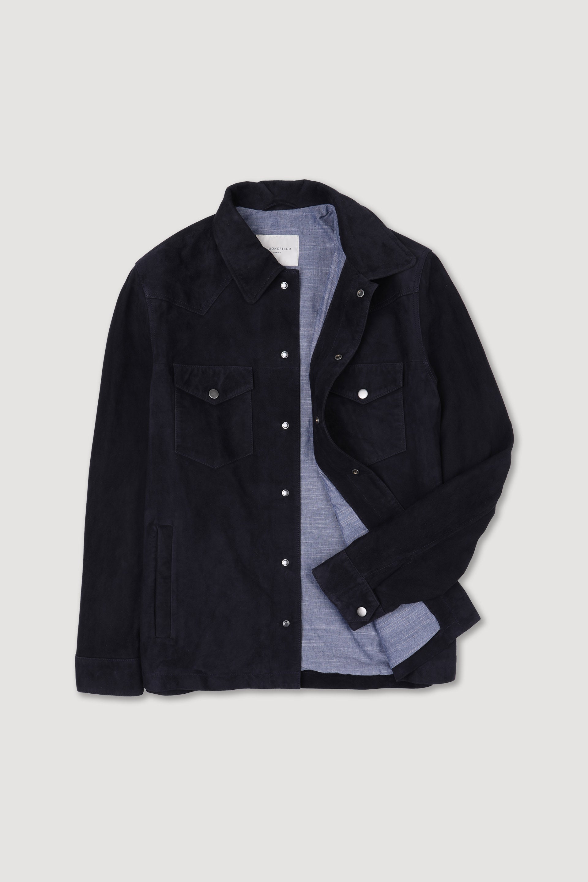 OVERSHIRT FODERATA, SUEDE - Dark blue