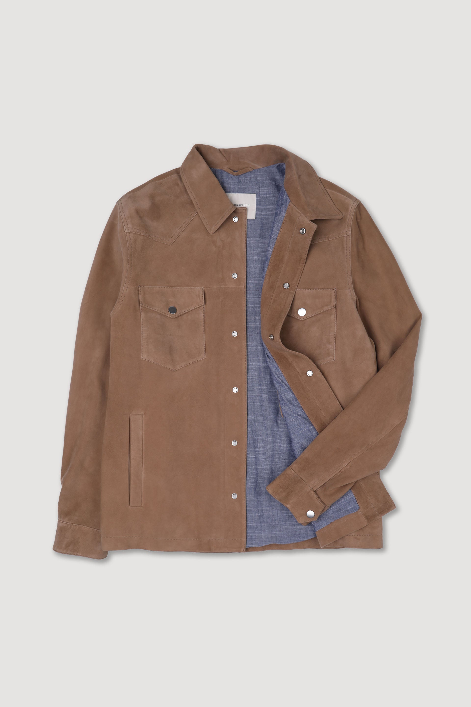 OVERSHIRT FODERATA, SUEDE - Grege