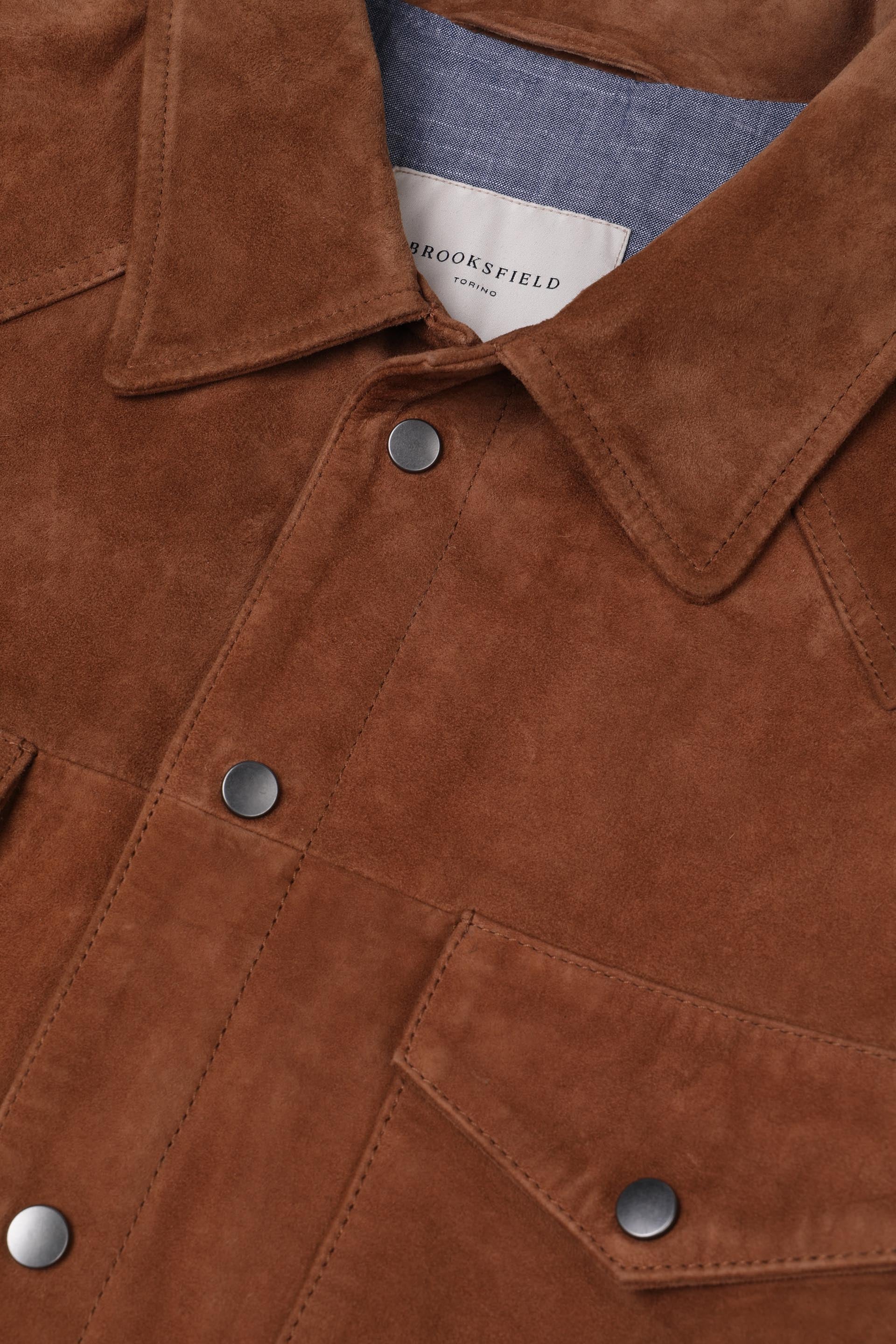 OVERSHIRT FODERATA, SUEDE - Brandy