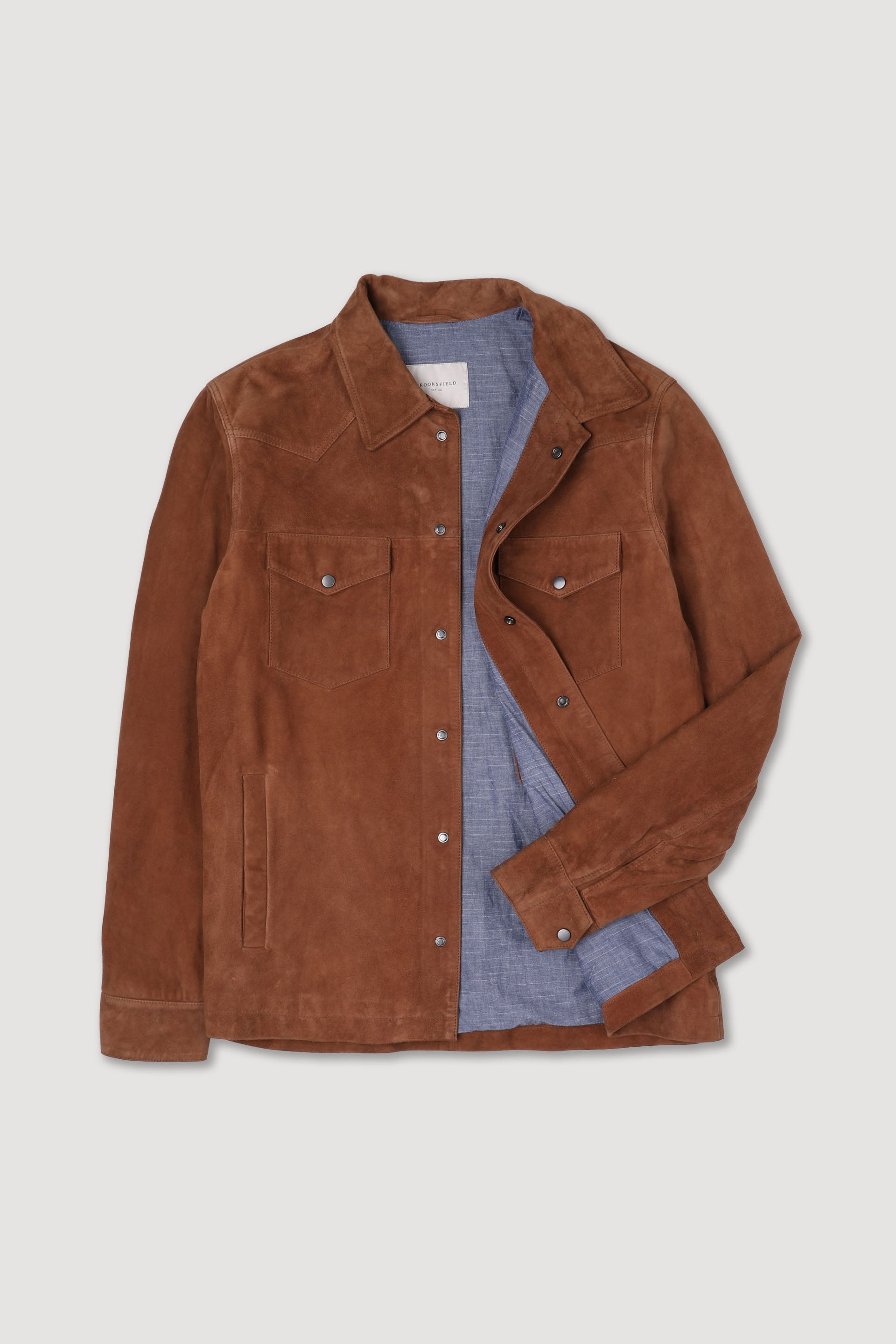 OVERSHIRT FODERATA, SUEDE - Brandy