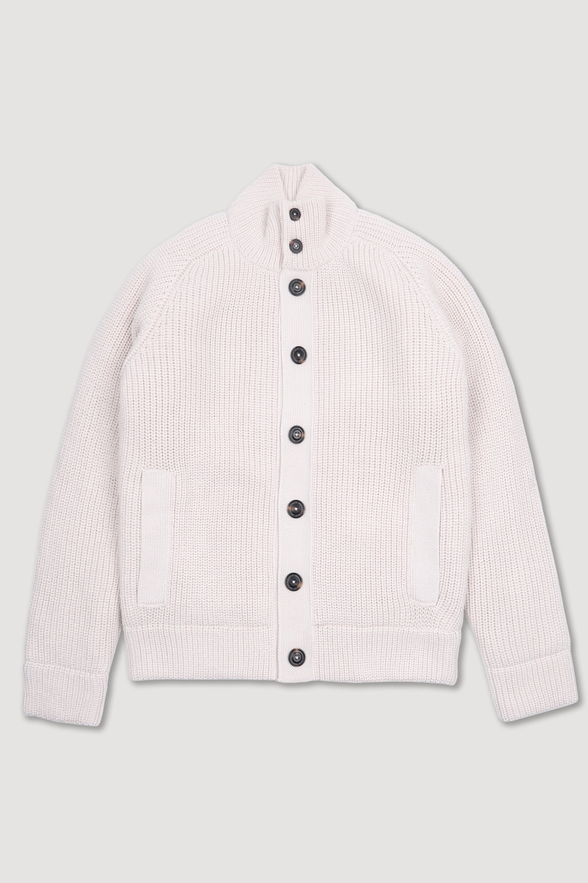 Giubbotto in maglia inglese imbottito realizzato in misto lana. Bianco - Avorio