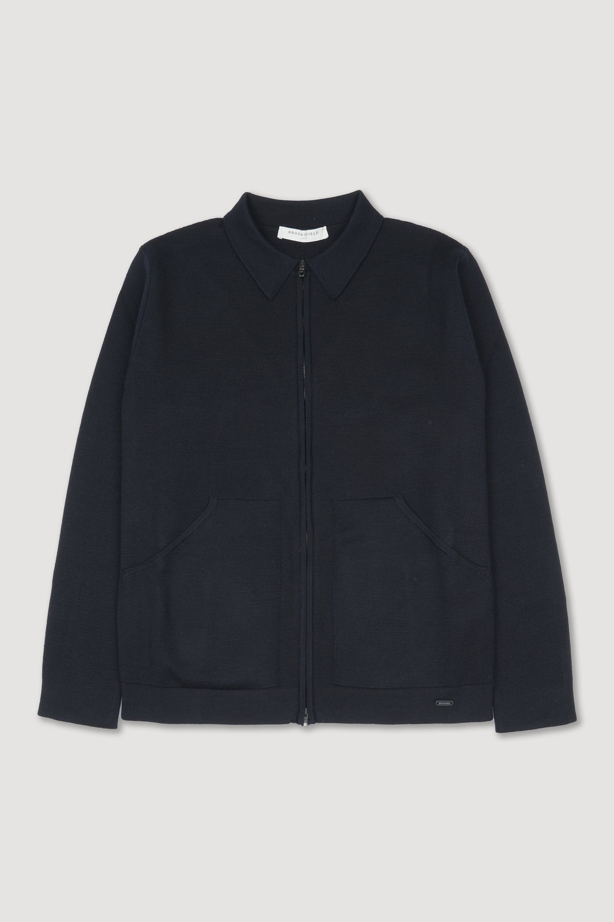 Giubbotto in maglia con zip realizzato misto lana. Blu - Navy
