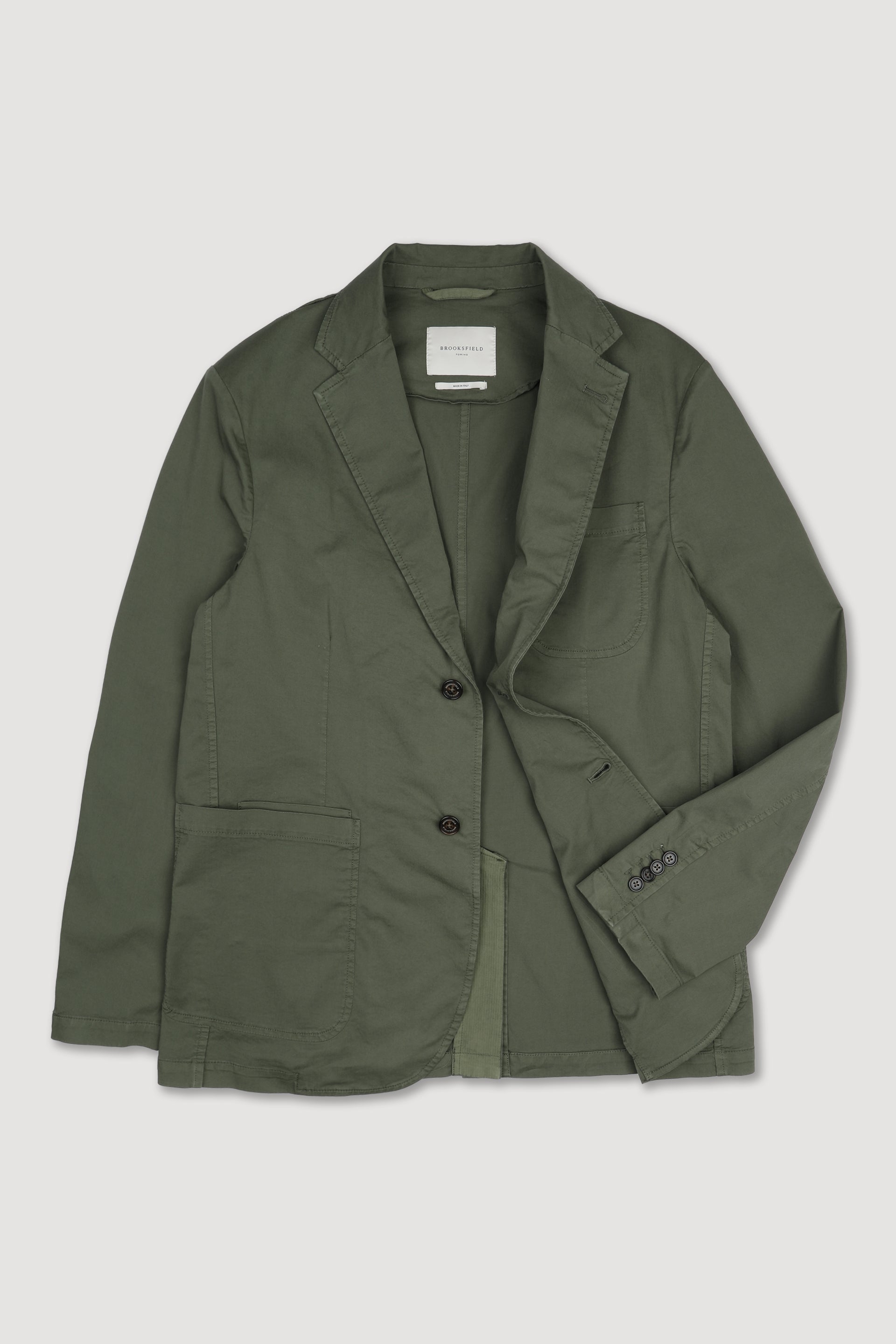 UOMO-BLAZER MONOPETTO 2 BOTTONI TASCHE A TOPPA , TESSUTO GABARDINE STRETCH COT.ORGANICO, TINTO CAPO DIRETTO+STONE WASHED, SFODERATO - Alligator