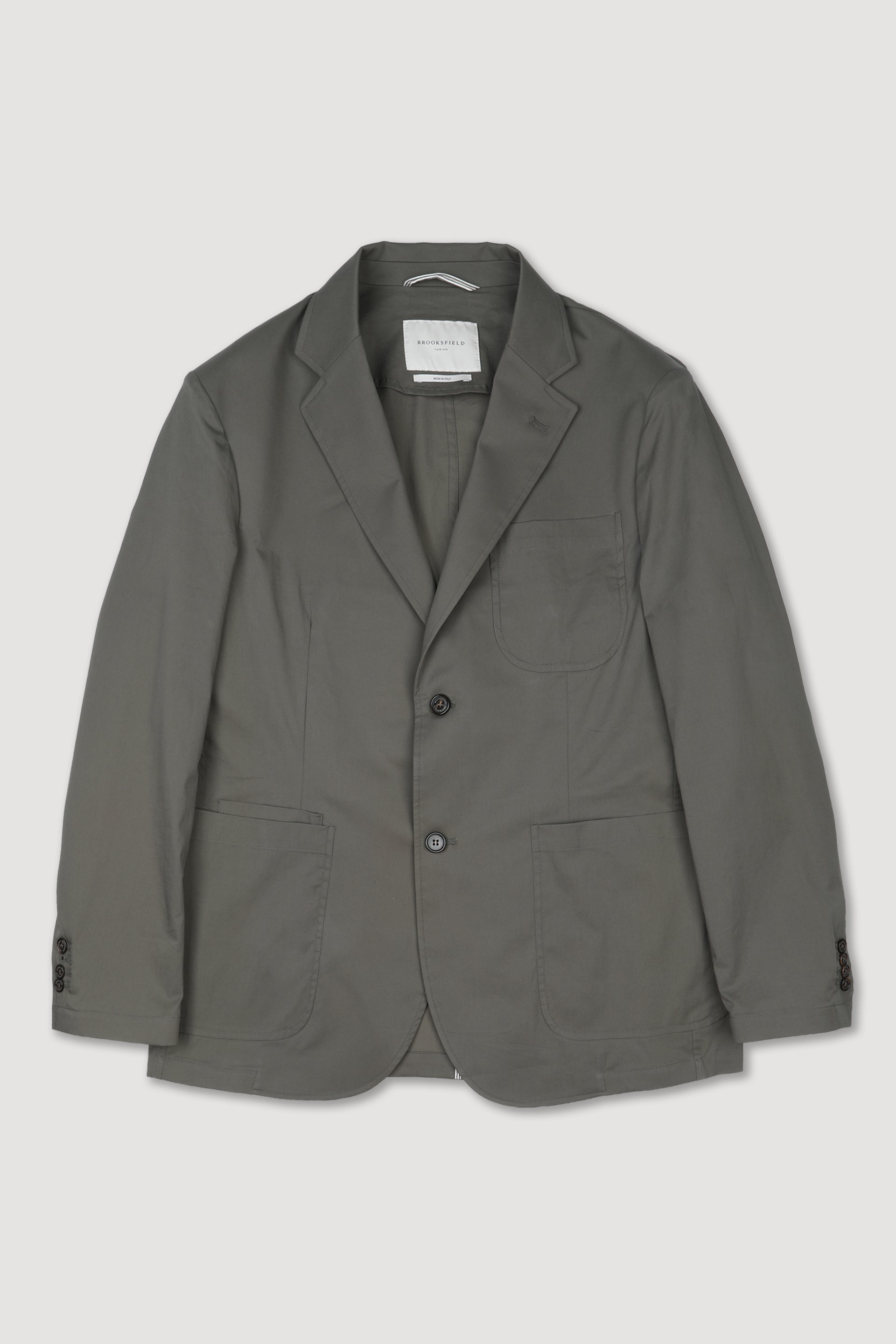 UOMO-BLAZER MONOPETTO 2 BOTTONI TASCHE A TOPPA , TESSUTO POPELINE MISTO COTONE STRETCH, SFODERATO - Cappero
