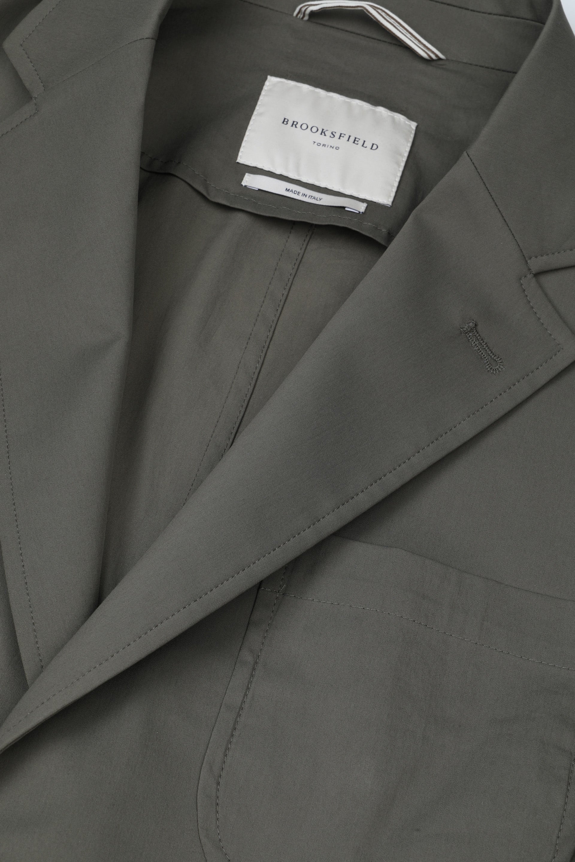 UOMO-BLAZER MONOPETTO 2 BOTTONI TASCHE A TOPPA , TESSUTO POPELINE MISTO COTONE STRETCH, SFODERATO - Cappero