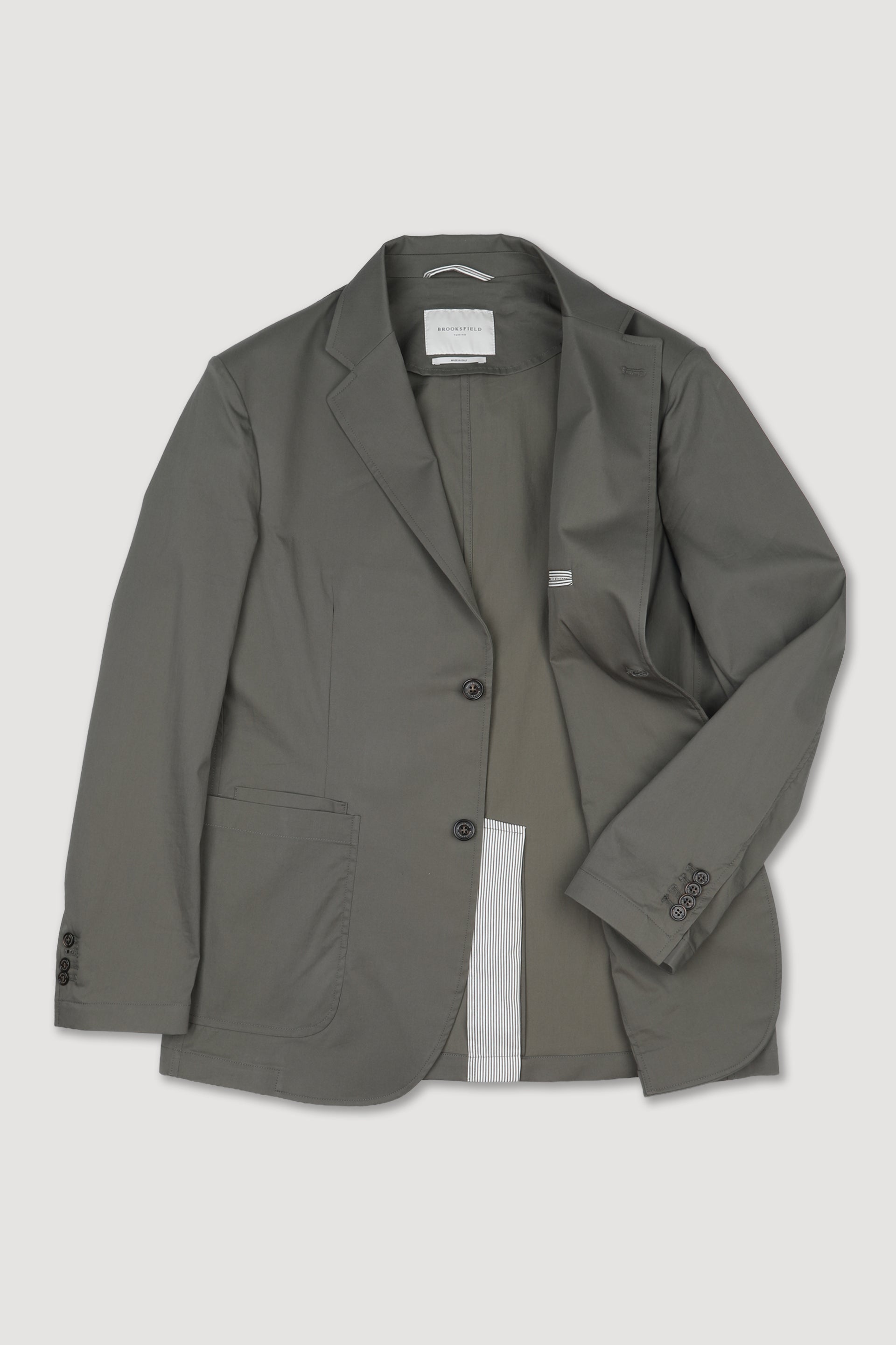 UOMO-BLAZER MONOPETTO 2 BOTTONI TASCHE A TOPPA , TESSUTO POPELINE MISTO COTONE STRETCH, SFODERATO - Cappero