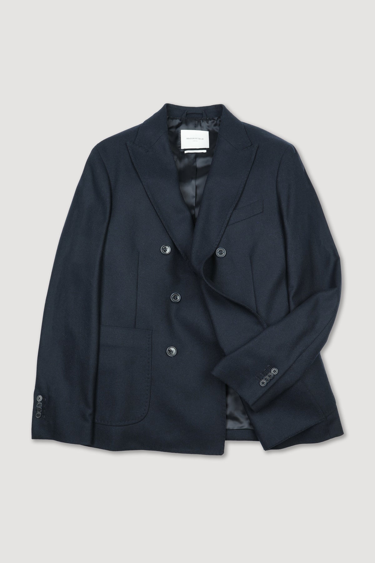 Blazer doppiopetto in flanella di lana stretch, foderato - Blu scuro