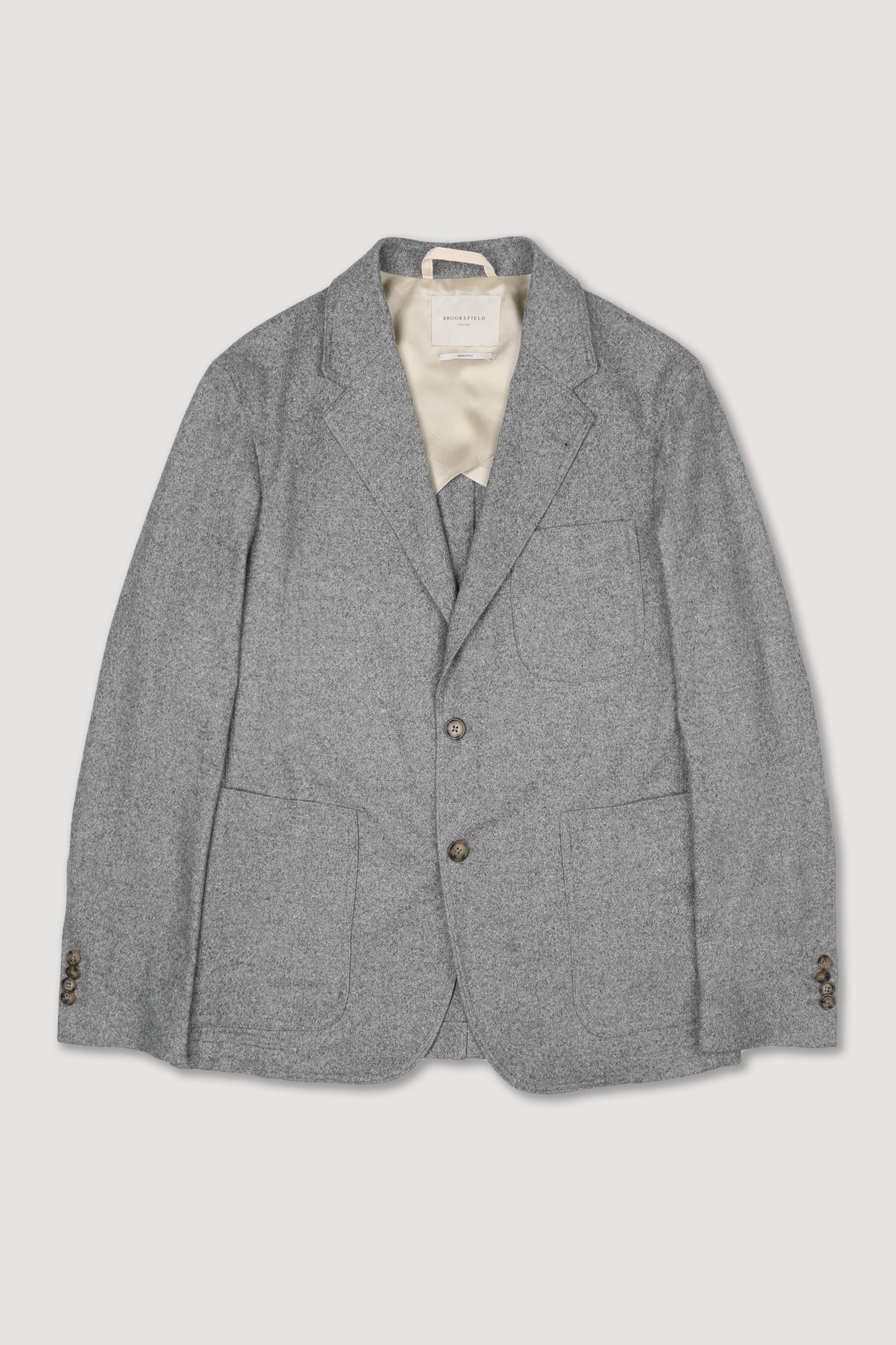 UOMO-BLAZER MONOPETTO ,CORPO SEMIFODERATO,MANICHE FODERATE, IN TESSUTO MISTO LANA/SETA STRETCH FANTASIA - Grigio